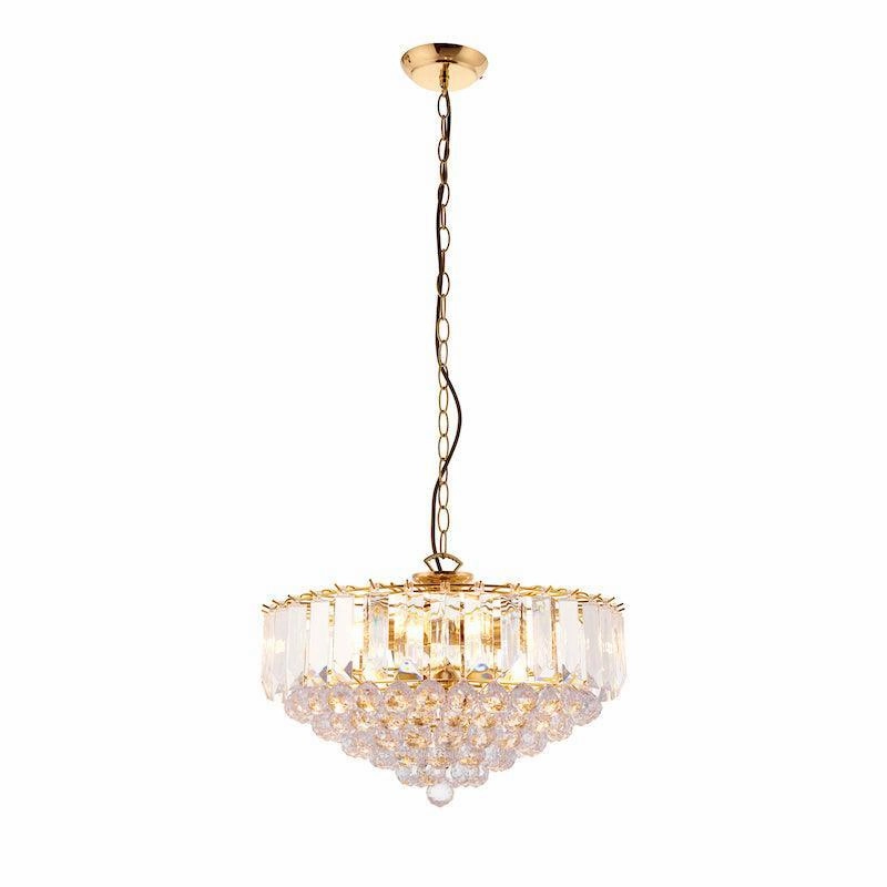 Endon Fargo Brass & Clear Acrylic 6 Light Ceiling Pendant - Open Box