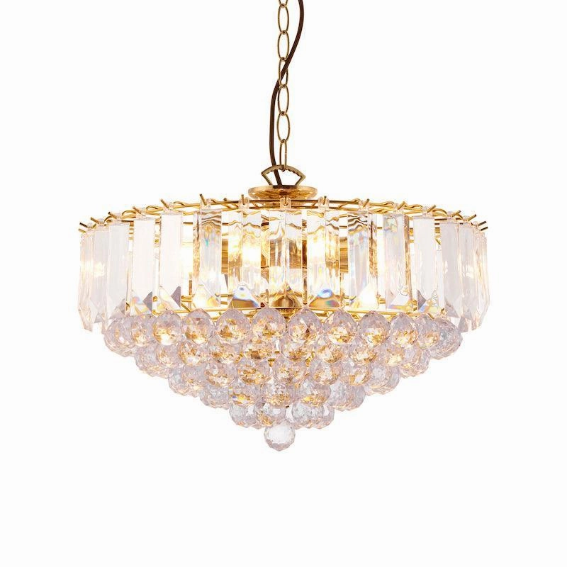 Endon Fargo Brass & Clear Acrylic 6 Light Ceiling Pendant - Open Box