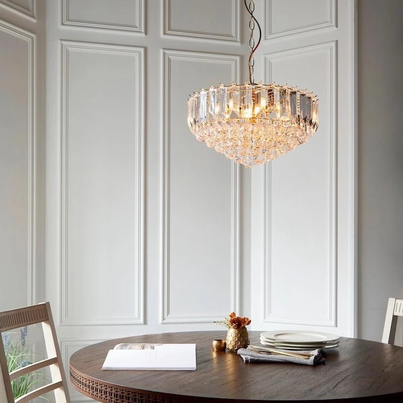 Endon Fargo Brass & Clear Acrylic 6 Light Ceiling Pendant - Open Box