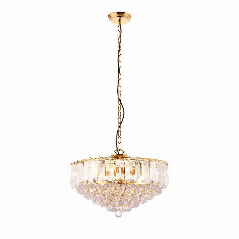 Endon Fargo Brass & Clear Acrylic 6 Light Ceiling Pendant - Open Box