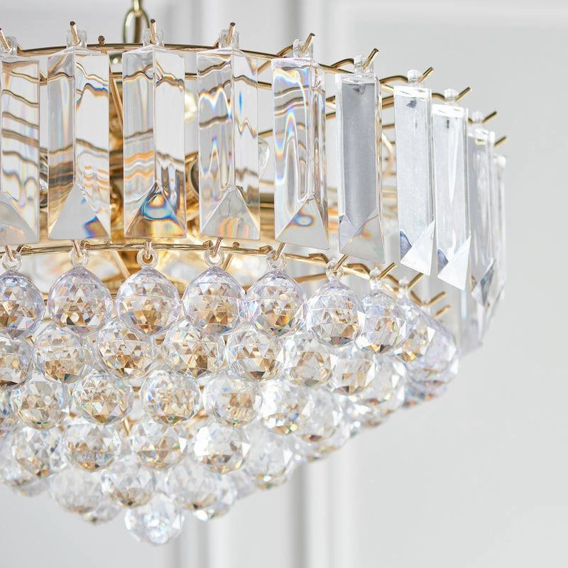 Endon Fargo Brass & Clear Acrylic 6 Light Ceiling Pendant - Open Box