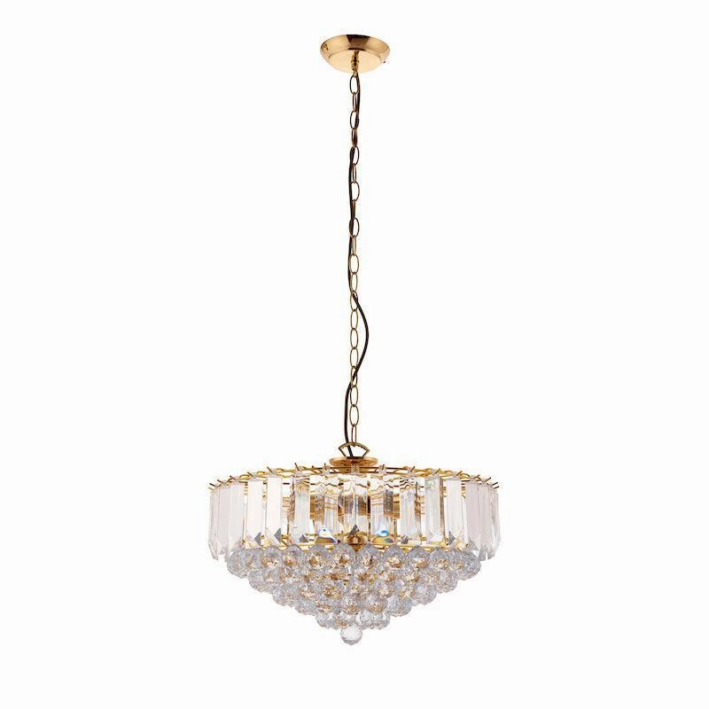 Endon Fargo Brass & Clear Acrylic 6 Light Ceiling Pendant - Open Box