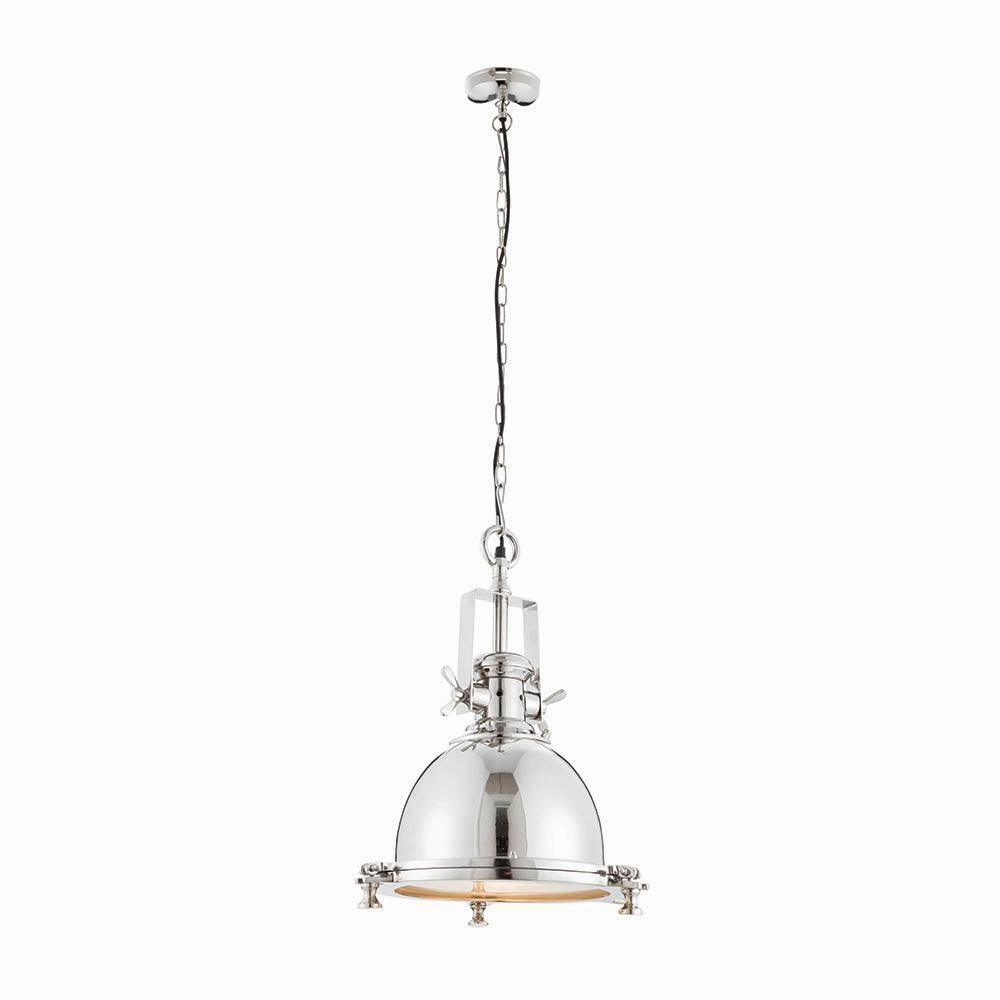 Endon Fenton 1 Light Polished Nickel Pendant Ceiling Light