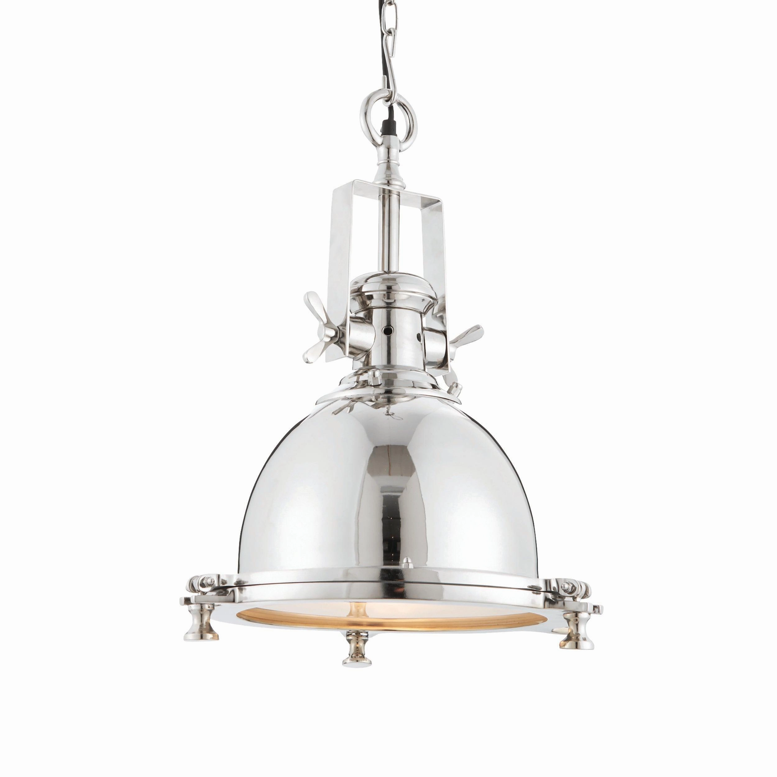 Endon Fenton 1 Light Polished Nickel Pendant Ceiling Light soft glow ceiling light