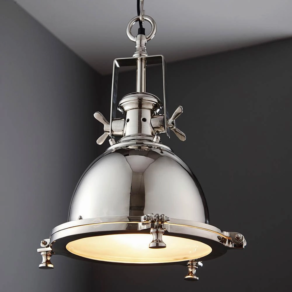 Endon Fenton 1 Light Polished Nickel Pendant Ceiling Light