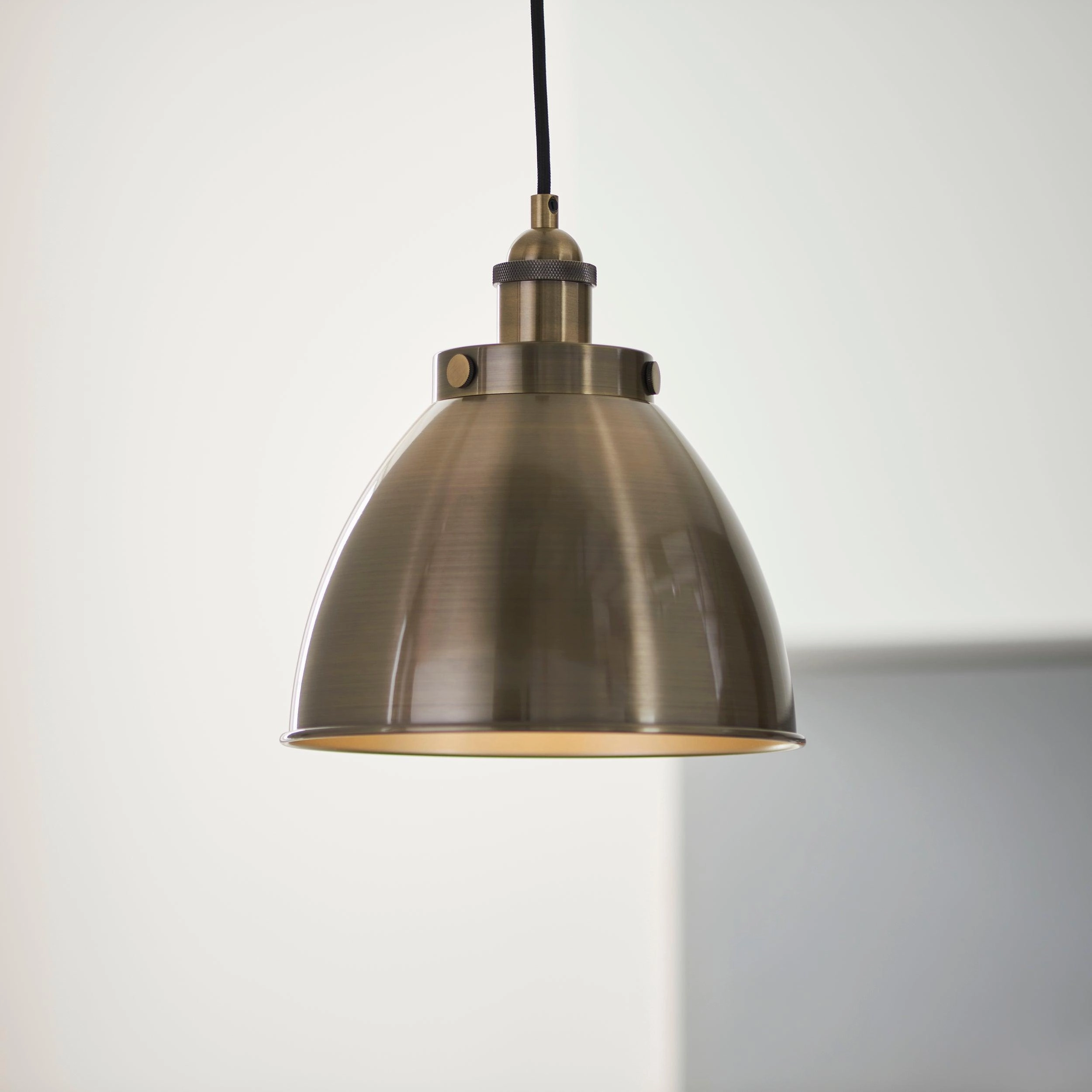 Endon Franklin 1 Light Antique Brass Small Ceiling Pendant - Open Box