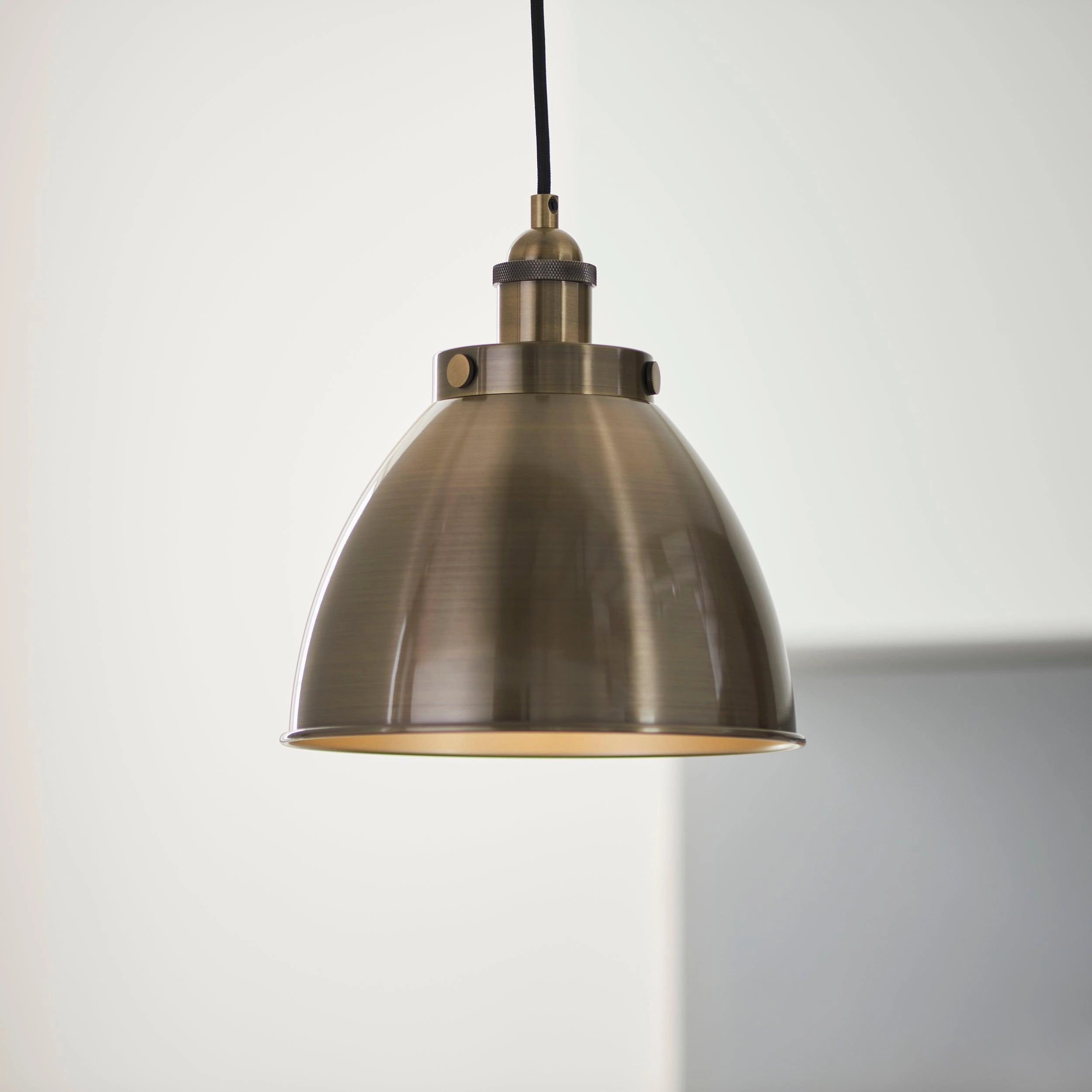 Endon Franklin 1 Light Antique Brass Small Ceiling Pendant - Open Box