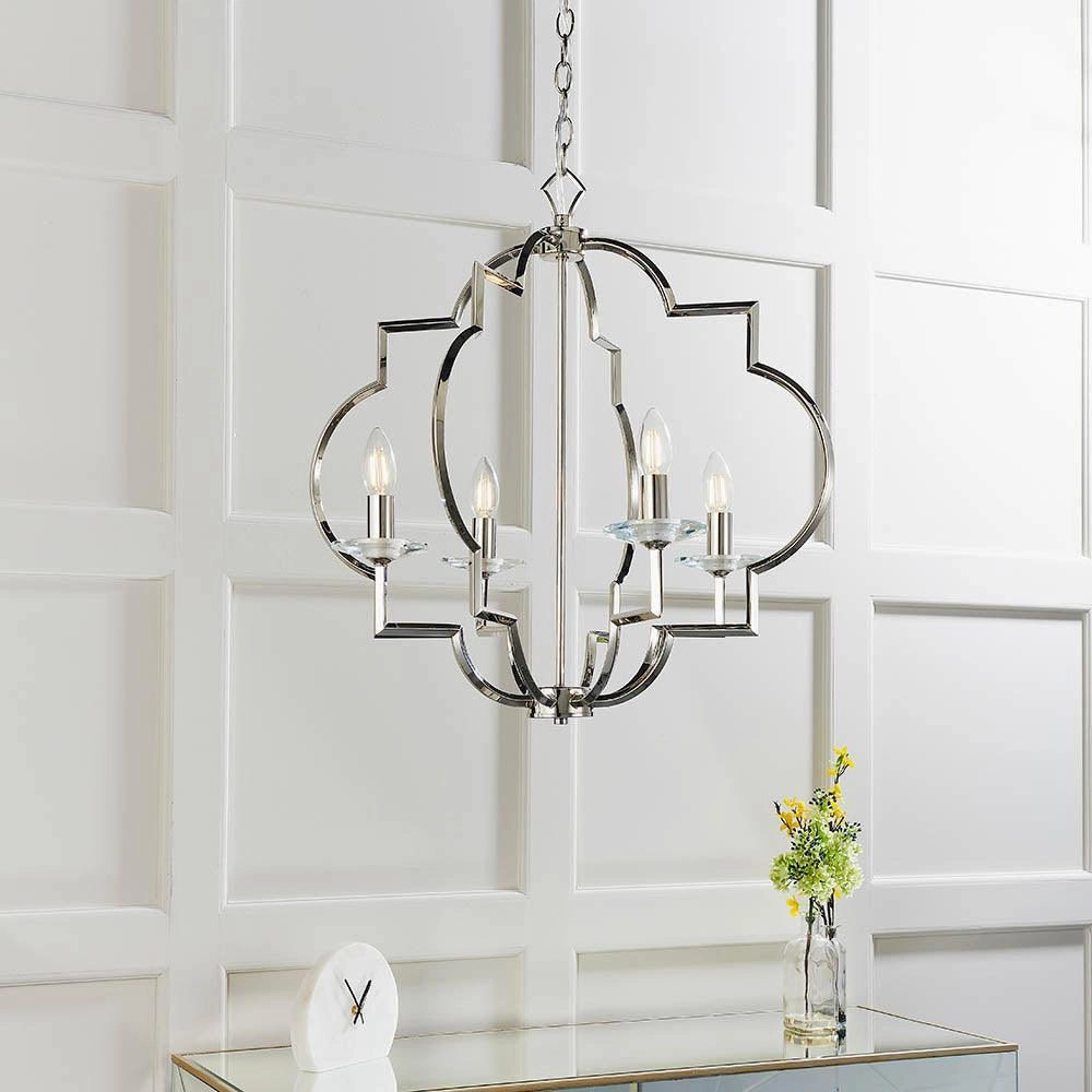 Endon Garland 4 Light Polished Nickel Ceiling Pendant
