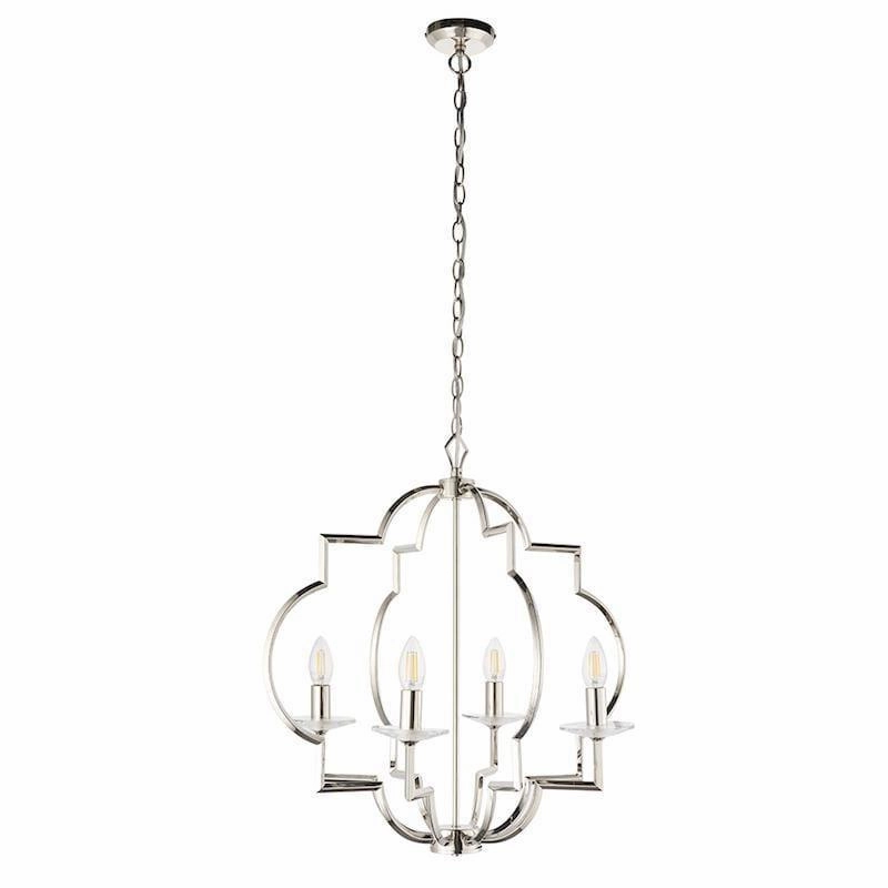 Endon Garland 4 Light Polished Nickel Ceiling Pendant soft glow ceiling light