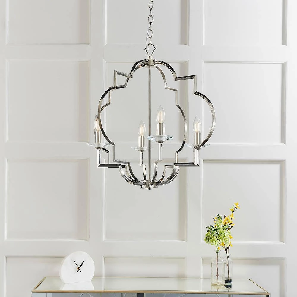 Endon Garland 4 Light Polished Nickel Ceiling Pendant