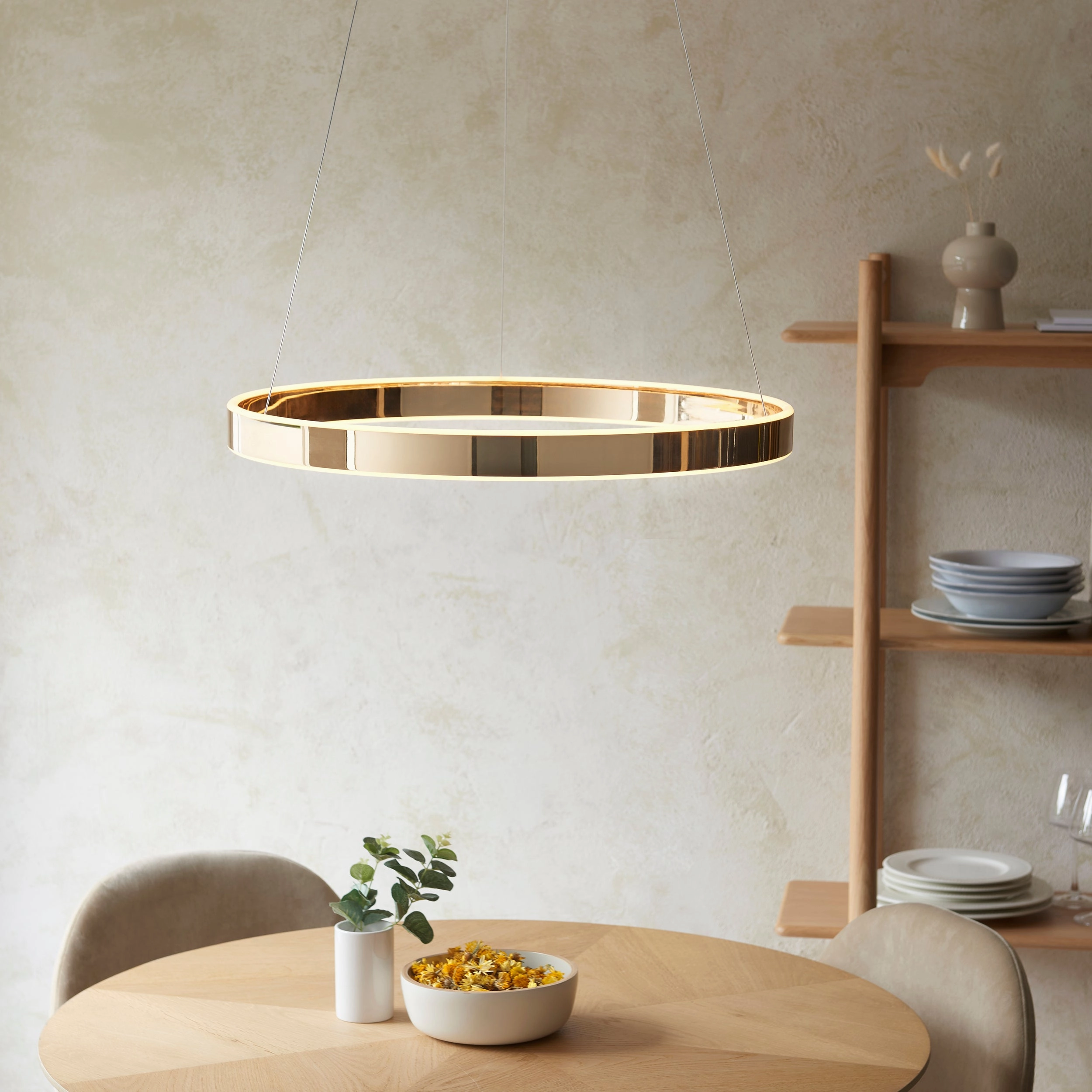 Endon Gen Ring LED Gold & Frosted Diffuser Ceiling Pendant ambient ceiling fixture