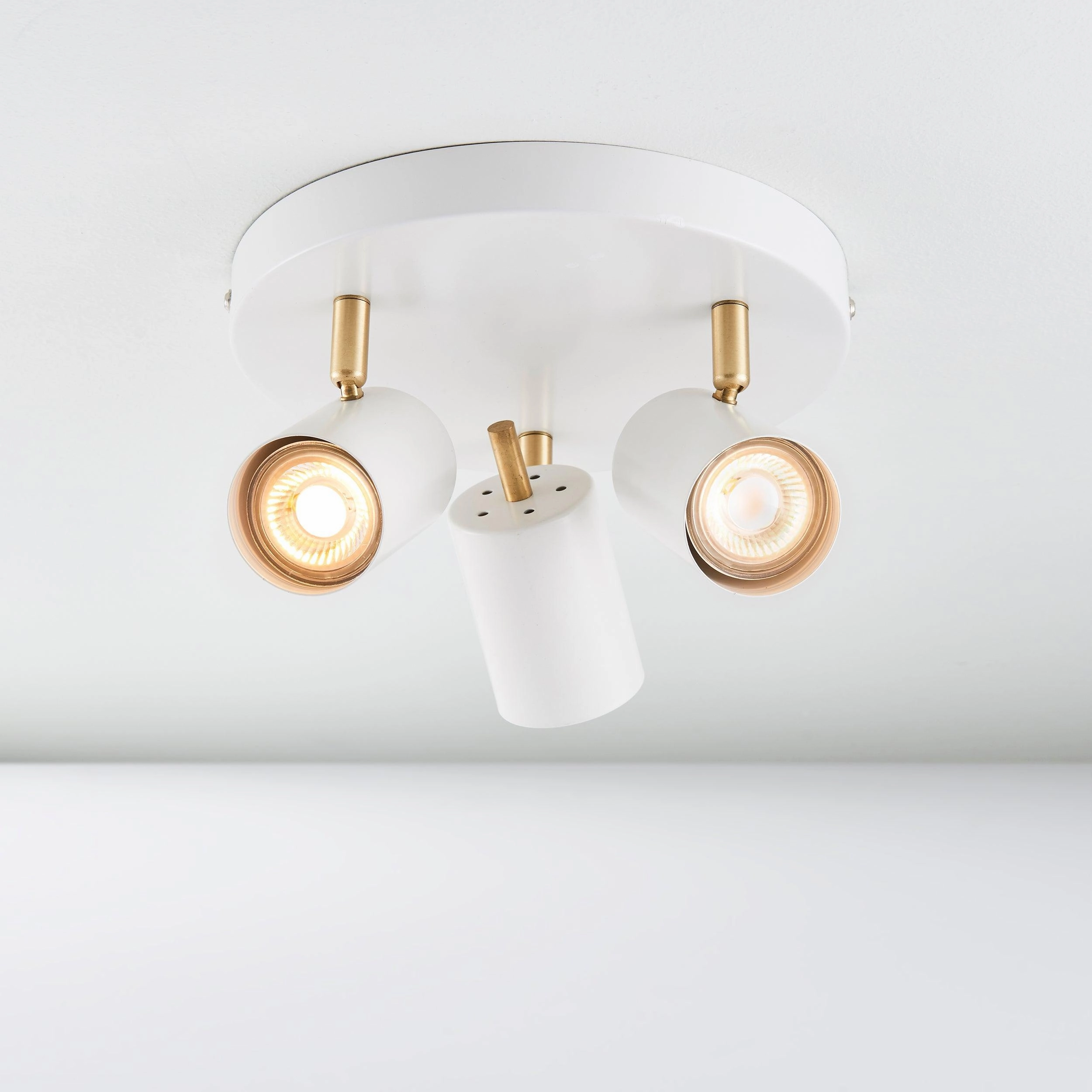 Endon Gull White & Brushed Brass 3 Light LED Spotlight