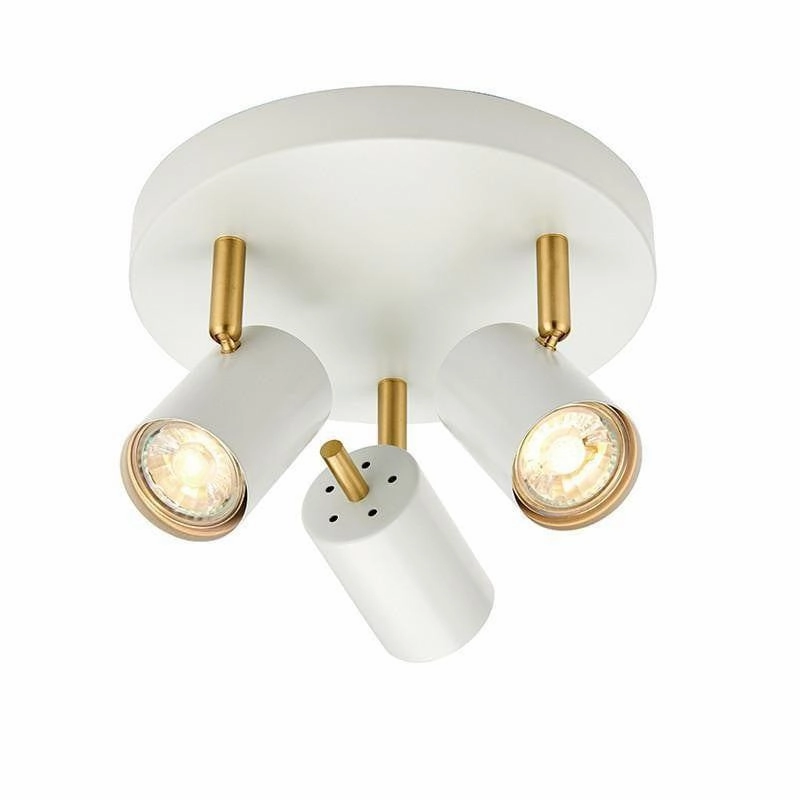 Endon Gull White & Brushed Brass 3 Light LED Spotlight tall arc lamp for living room