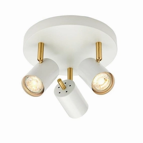 Endon Gull White & Brushed Brass 3 Light LED Spotlight tall arc lamp for living room