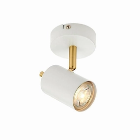 Endon Gull White & Satin Brass Finish Single LED Spotlight tall arc lamp for living room
