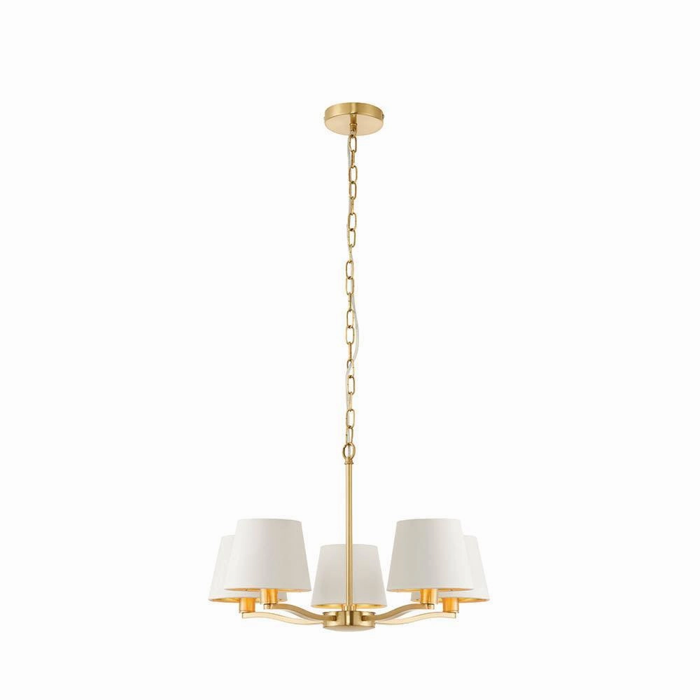 Endon Harvey 5 Light Satin Gold Pendant Ceiling Light