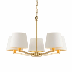 Endon Harvey 5 Light Satin Gold Pendant Ceiling Light soft glow ceiling light
