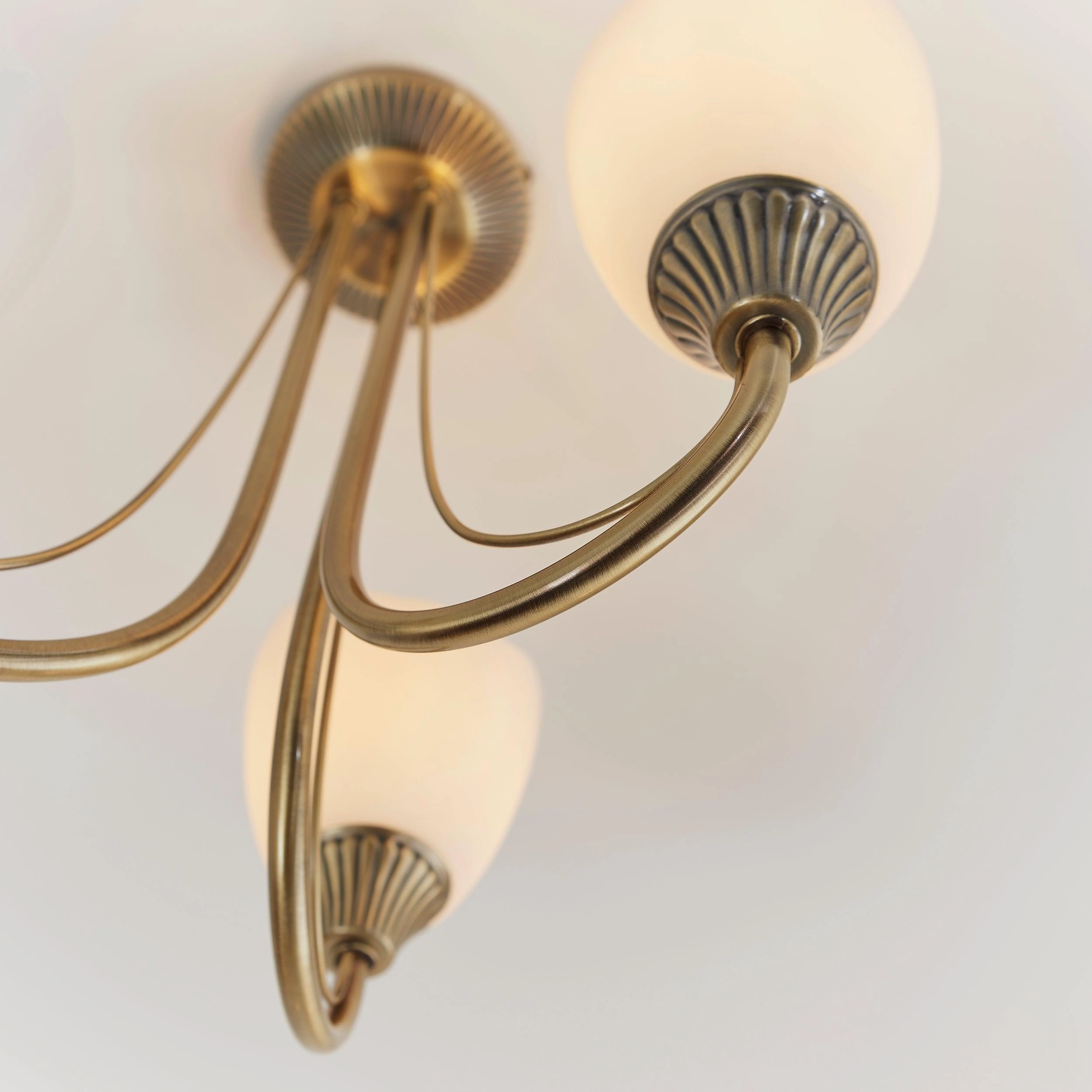 Endon Haughton Antique Brass 3 Light Semi Flush Ceiling Light