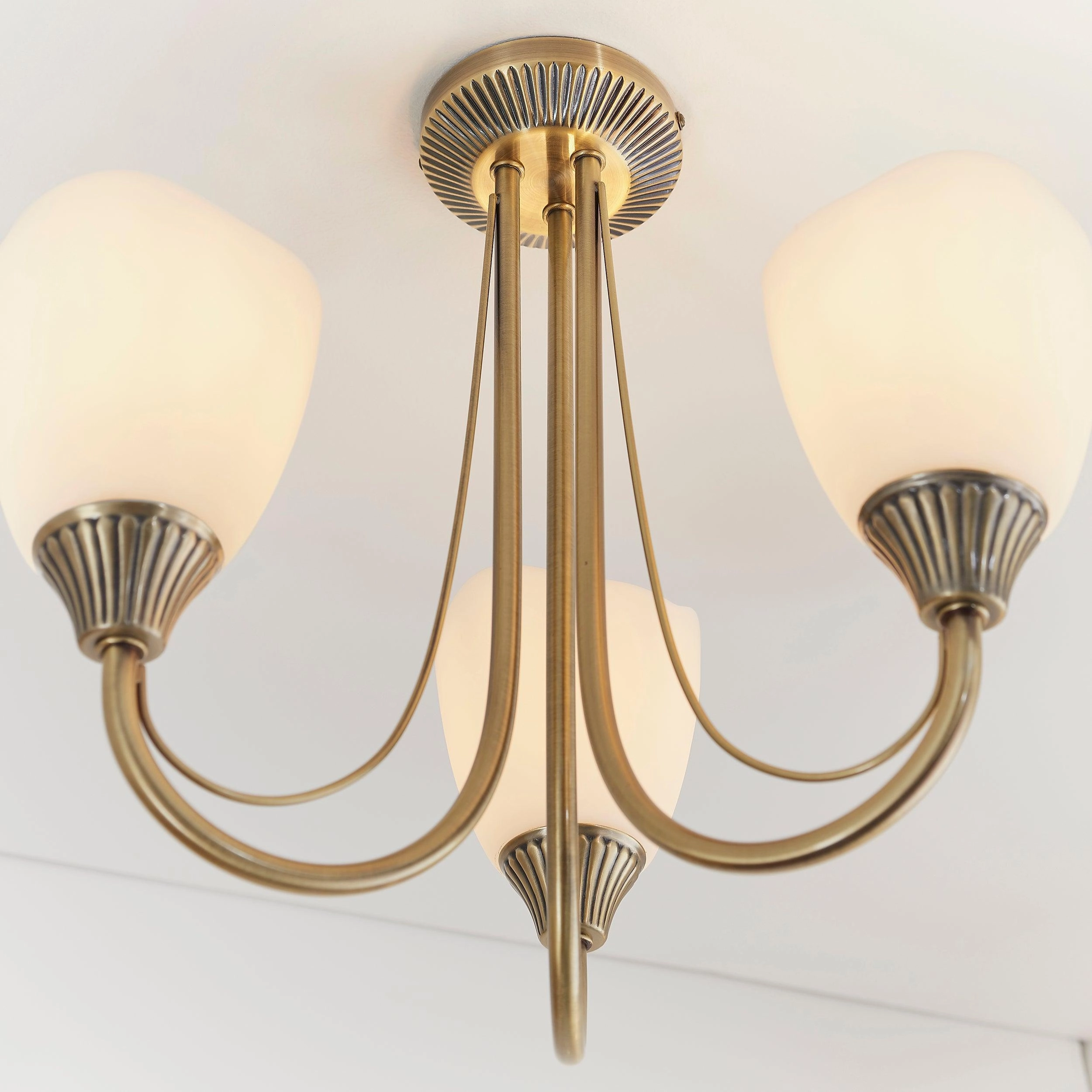 Endon Haughton Antique Brass 3 Light Semi Flush Ceiling Light