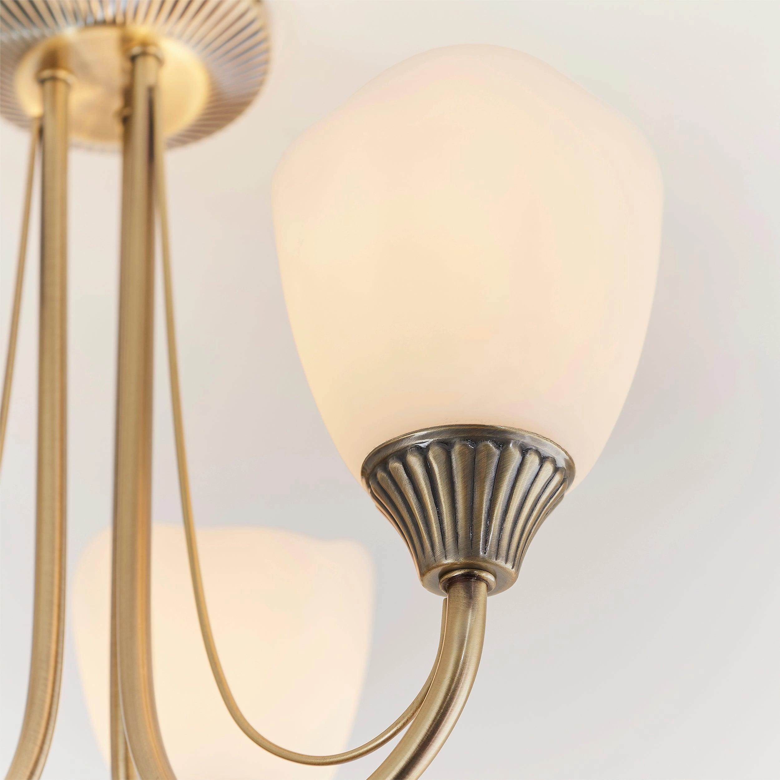 Endon Haughton Antique Brass 3 Light Semi Flush Ceiling Light