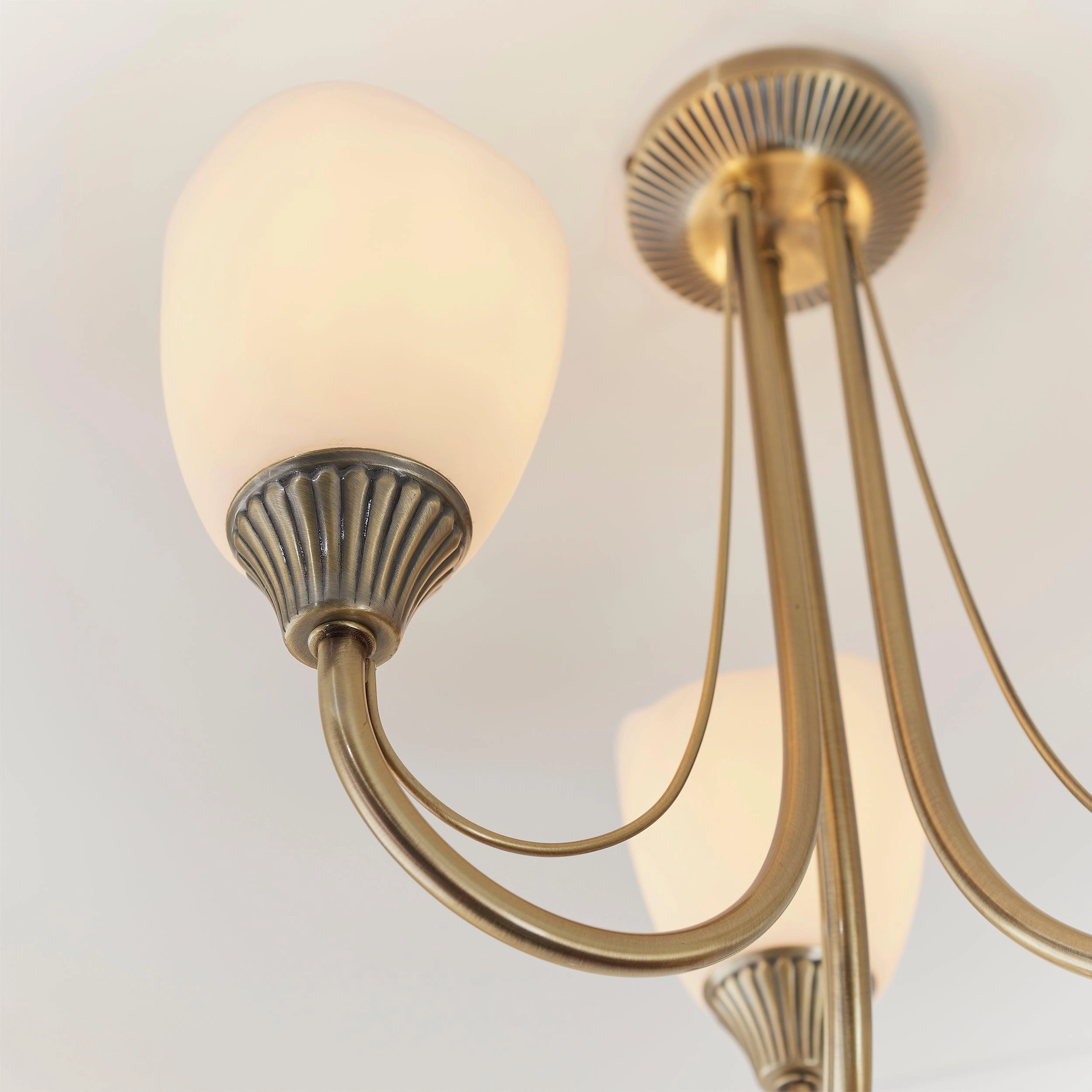 Endon Haughton Antique Brass 3 Light Semi Flush Ceiling Light