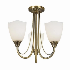 Endon Haughton Antique Brass 3 Light Semi Flush Ceiling Light white ceiling lamp