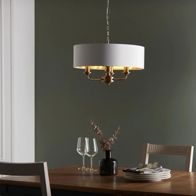 Endon Highclere Antique Brass 3 Light Pendant - White Shade - Open Box sleek LED ceiling lamp