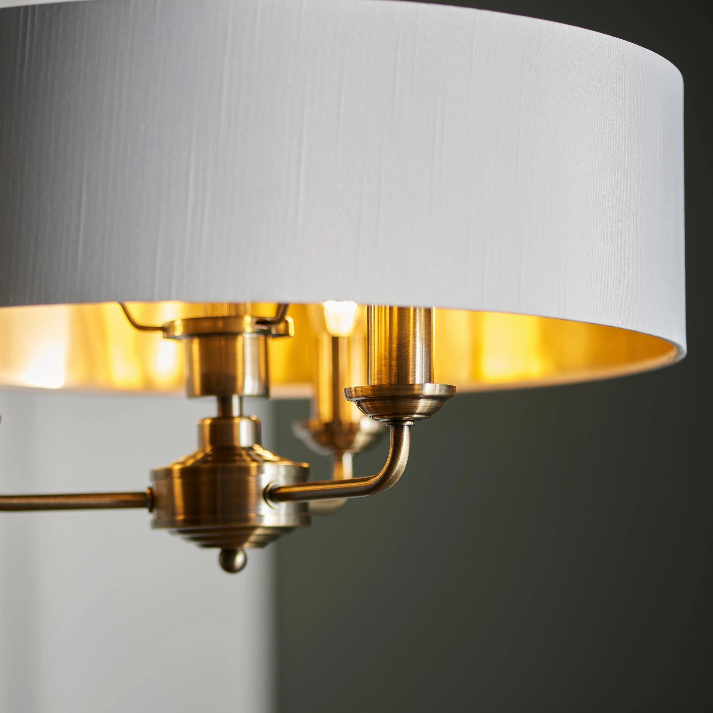Endon Highclere Antique Brass 3 Light Pendant - White Shade - Open Box