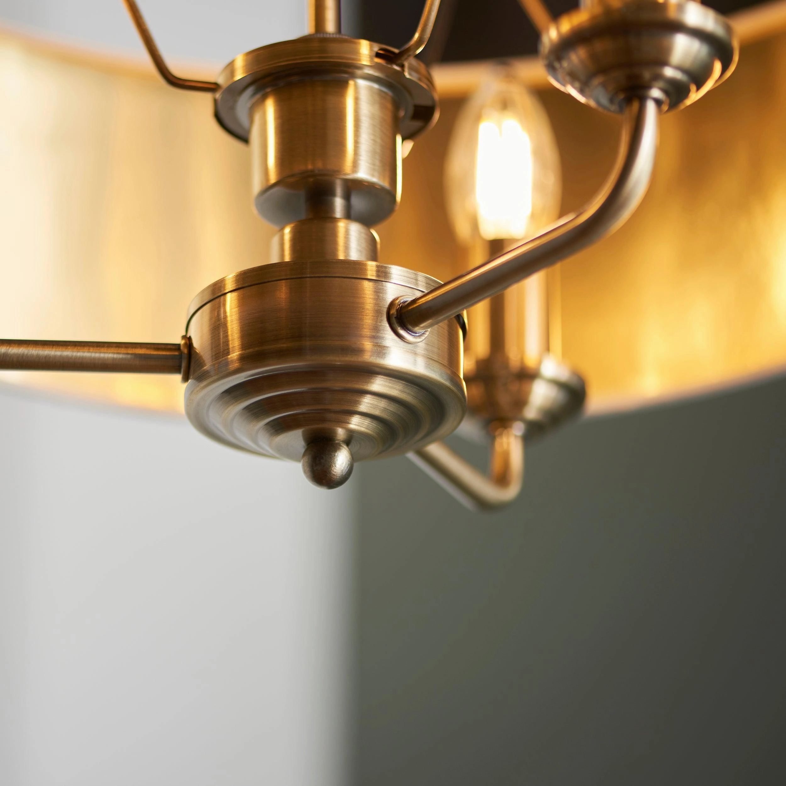 Endon Highclere Antique Brass 3 Light Pendant - White Shade - Open Box