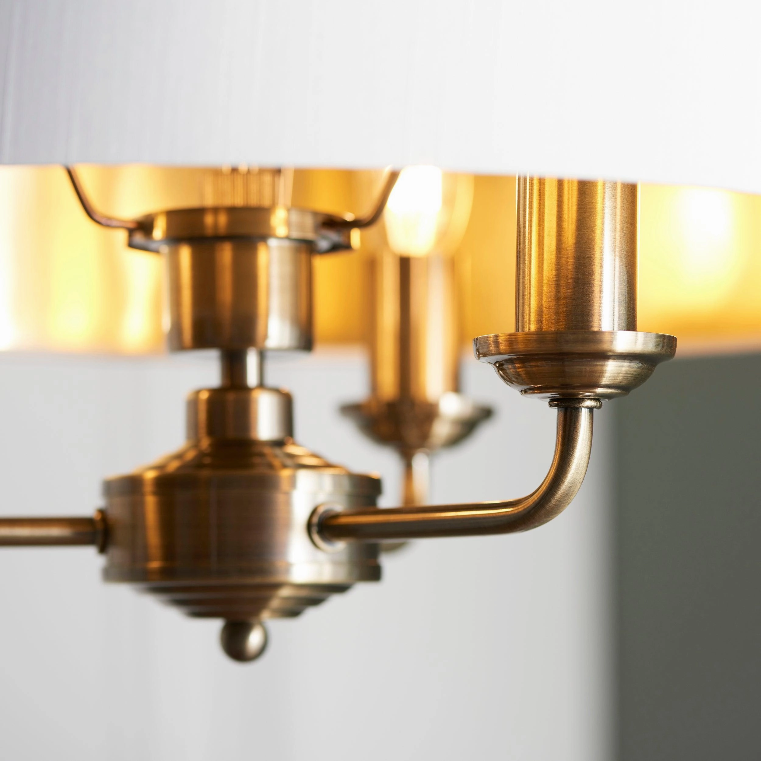 Endon Highclere Antique Brass 3 Light Pendant - White Shade - Open Box