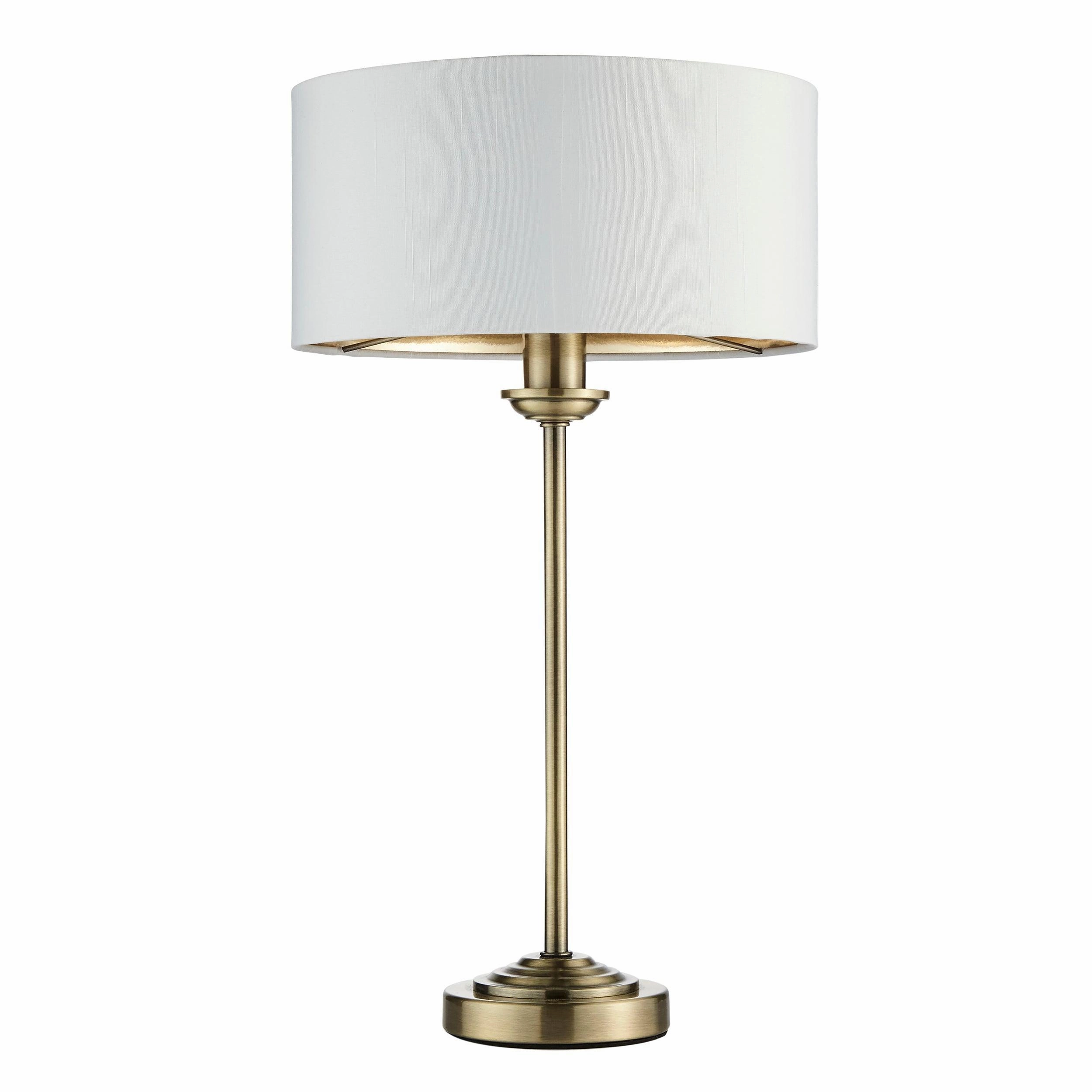 Endon Highclere Antique Brass Table Lamp - White Shade