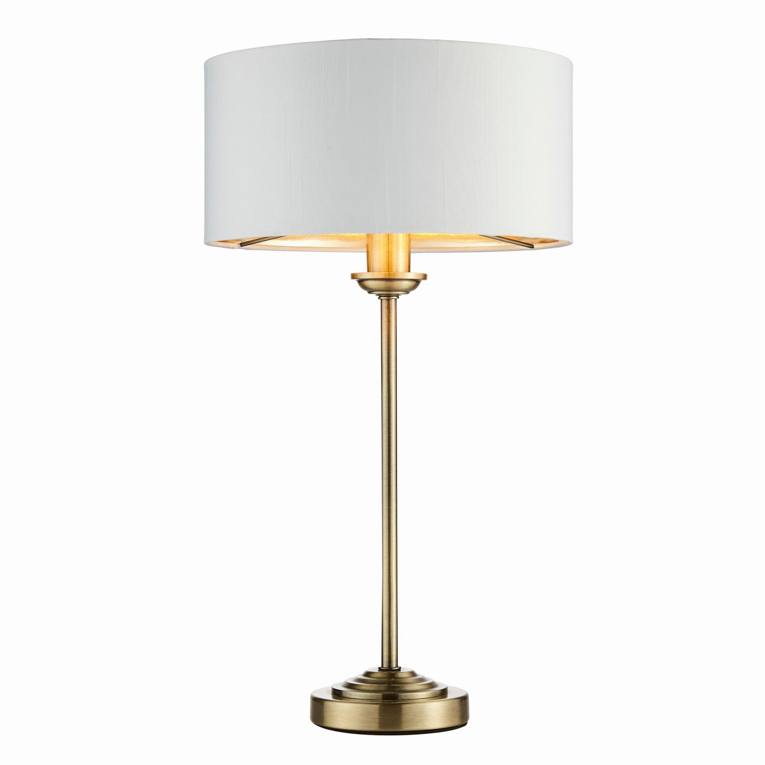 Endon Highclere Antique Brass Table Lamp - White Shade