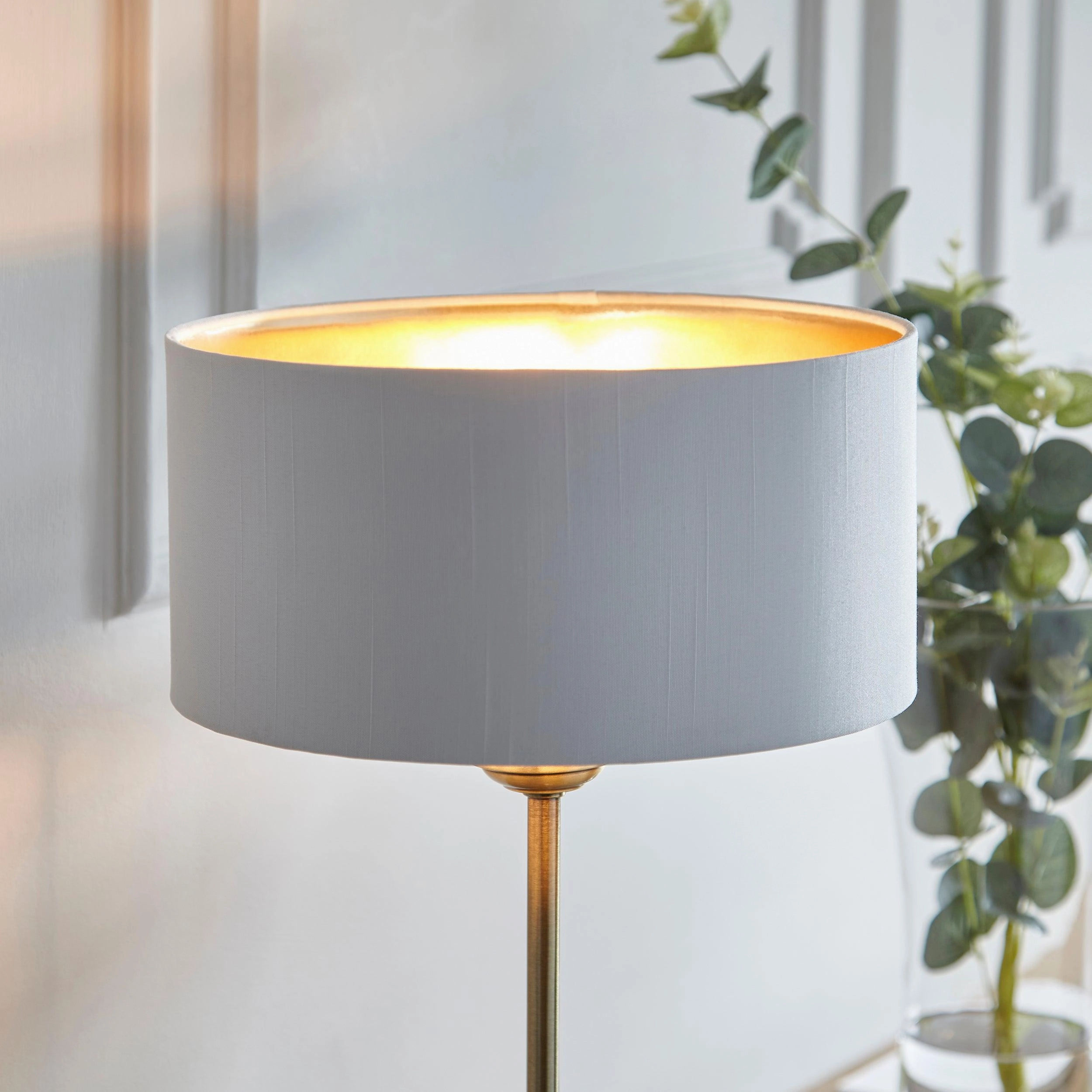 Endon Highclere Antique Brass Table Lamp - White Shade