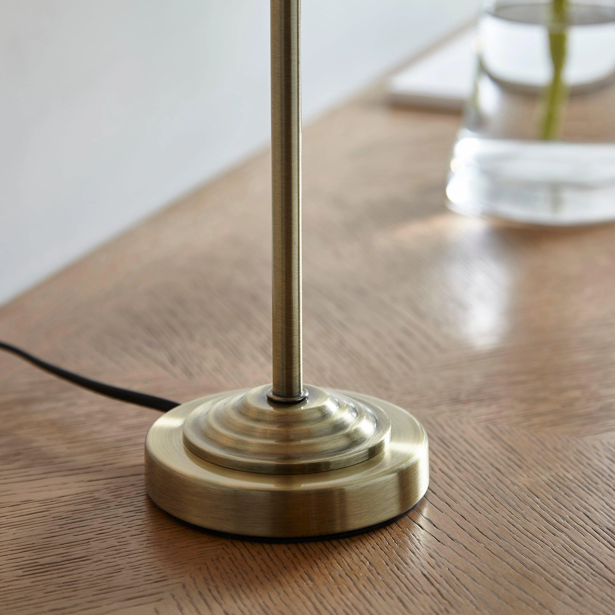 Endon Highclere Antique Brass Table Lamp - White Shade