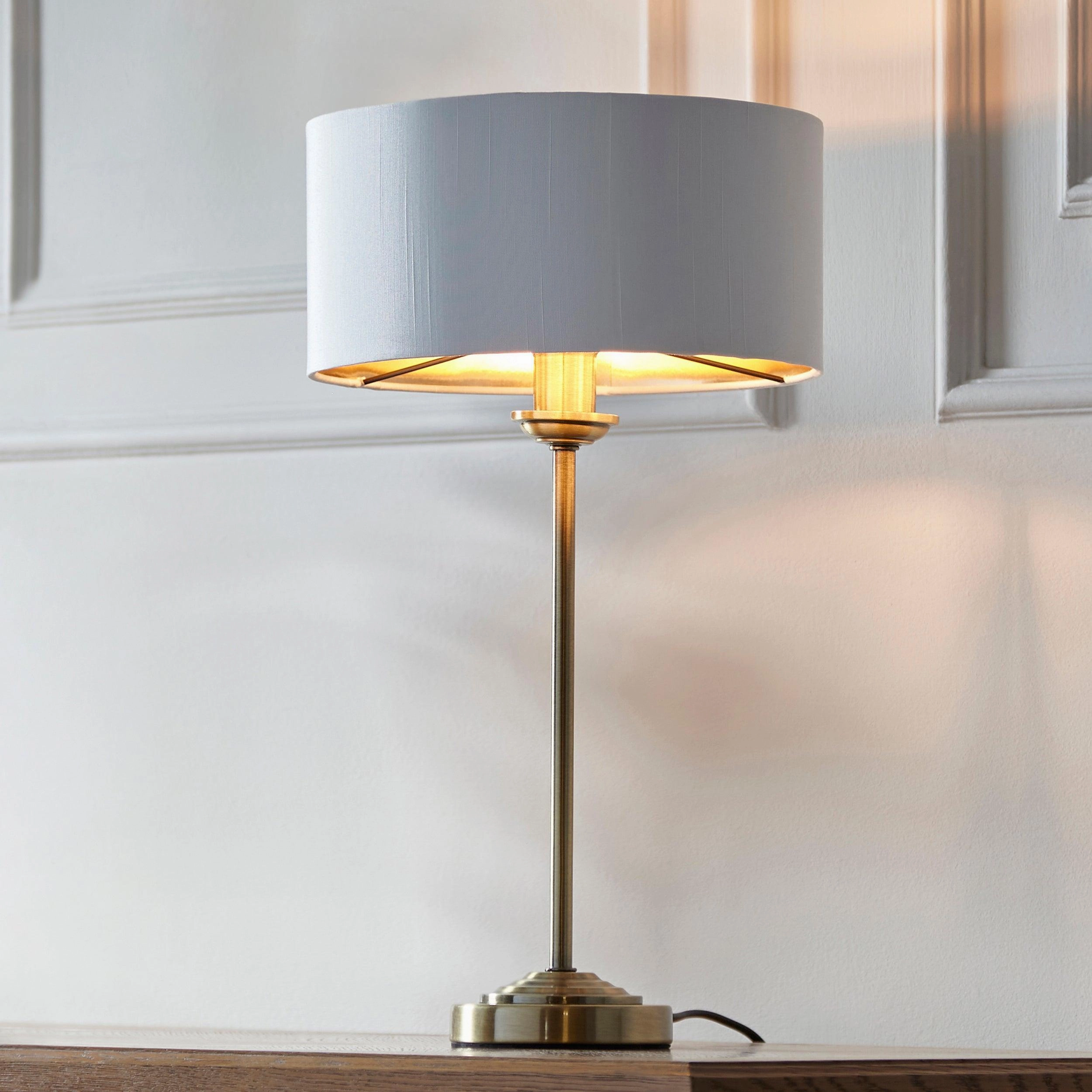 Endon Highclere Antique Brass Table Lamp - White Shade
