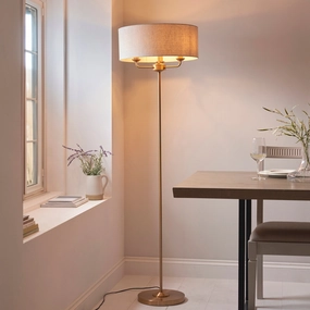 Endon Highclere Vintage Brass Floor Lamp - Linen Shade creative lampshade design