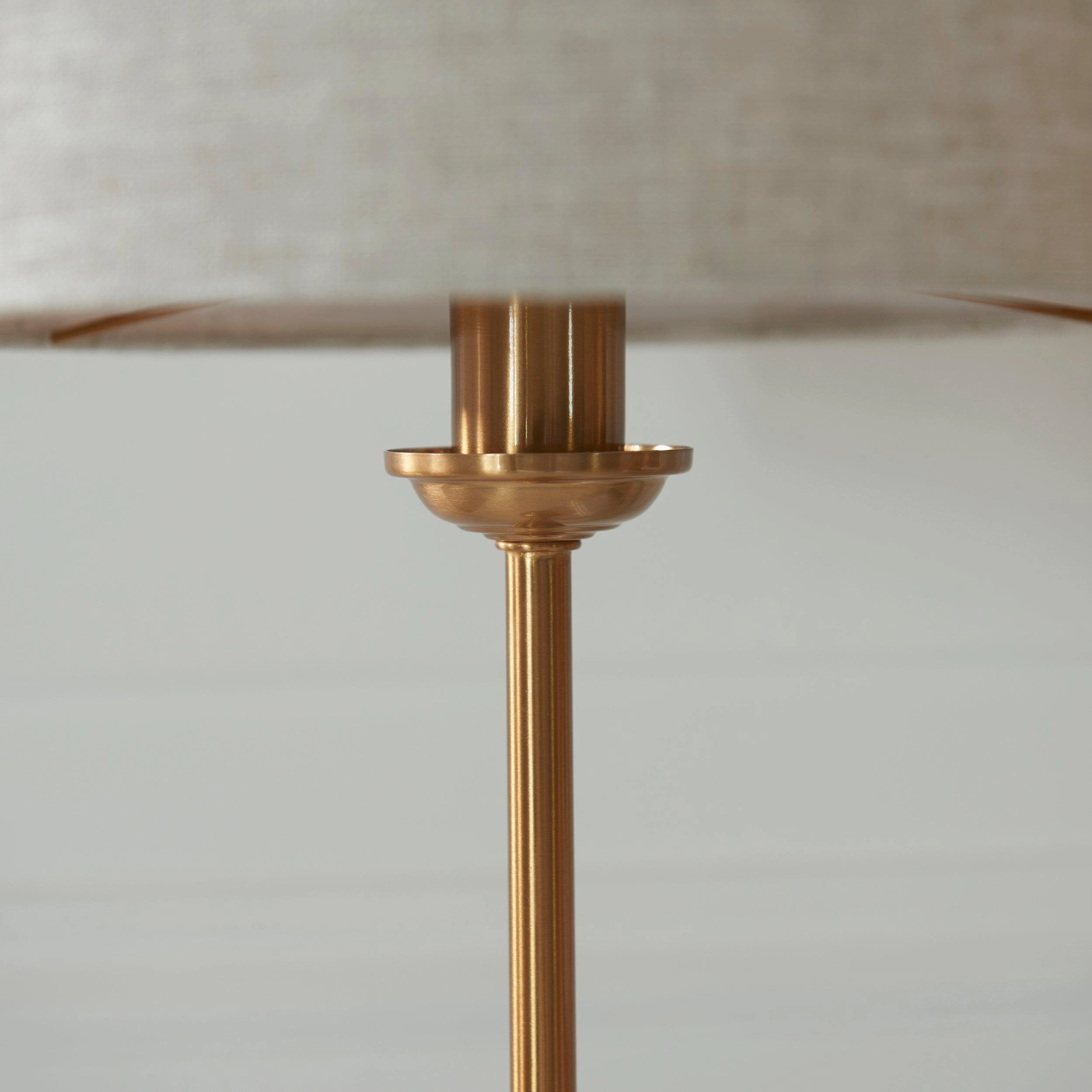Endon Highclere Vintage Brass Table Lamp - Natural Shade
