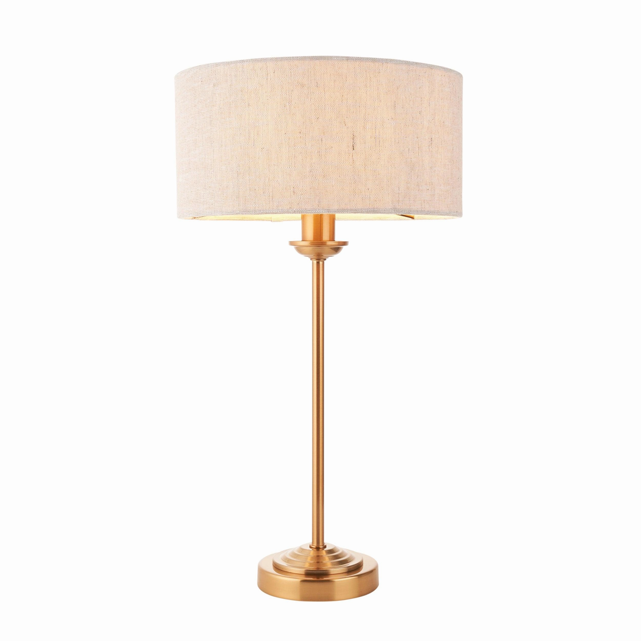 Endon Highclere Vintage Brass Table Lamp - Natural Shade