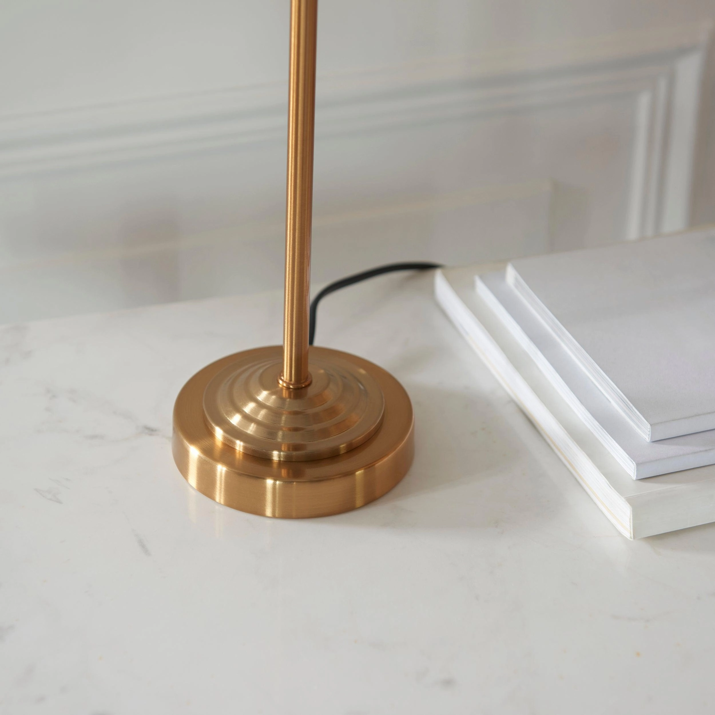 Endon Highclere Vintage Brass Table Lamp - Natural Shade