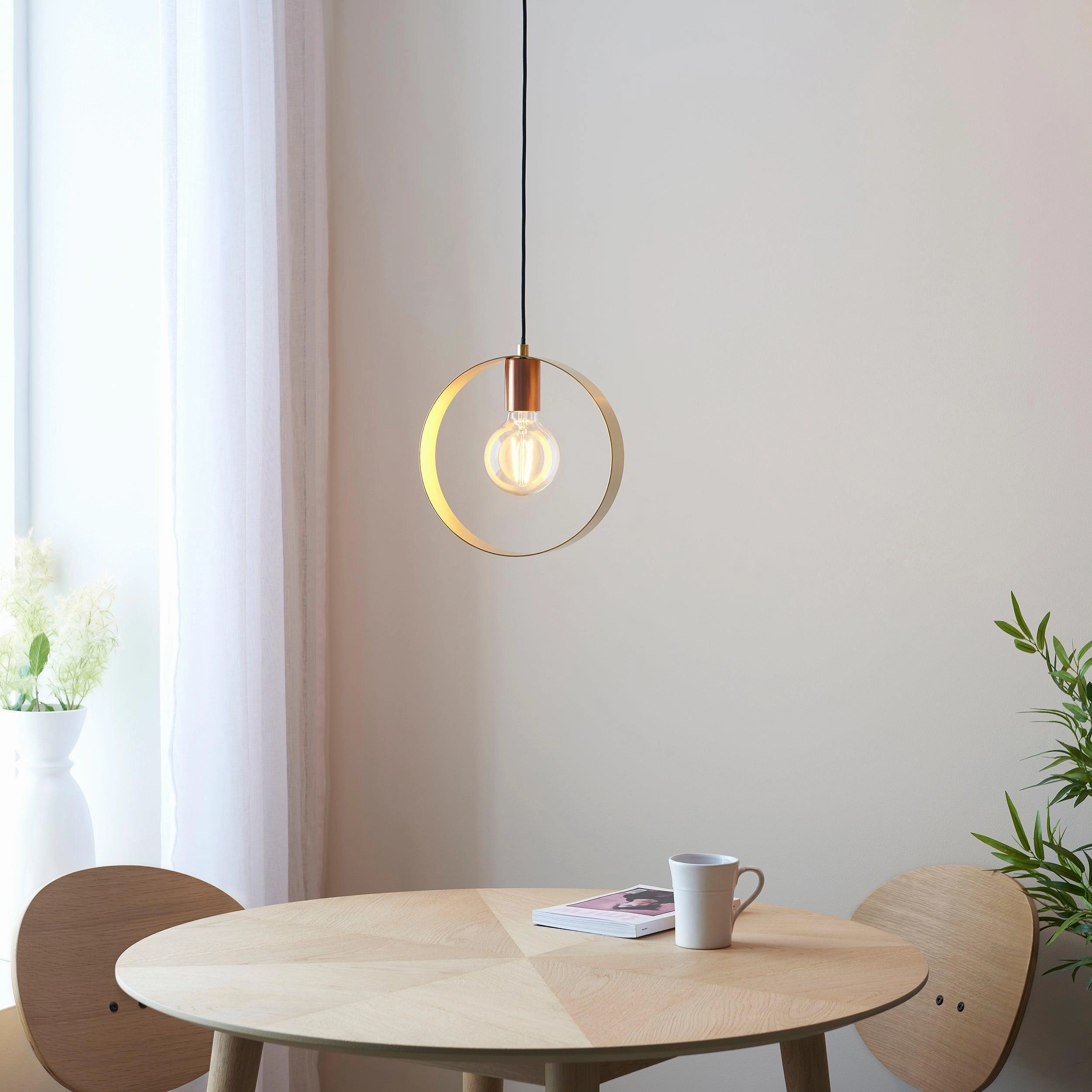 Endon Hoop 1 Light Brass Finish Pendant Ceiling Light