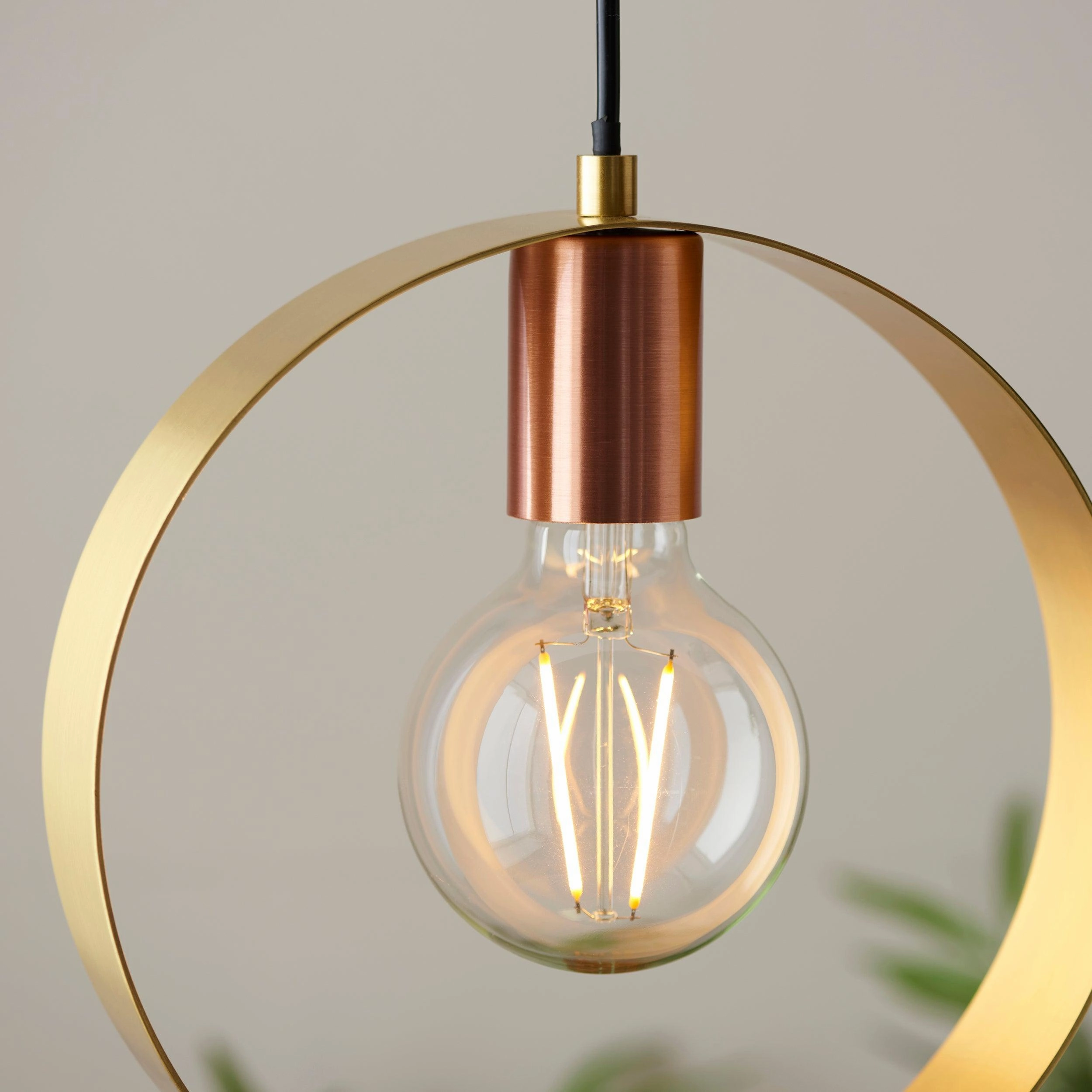 Endon Hoop 1 Light Brass Finish Pendant Ceiling Light