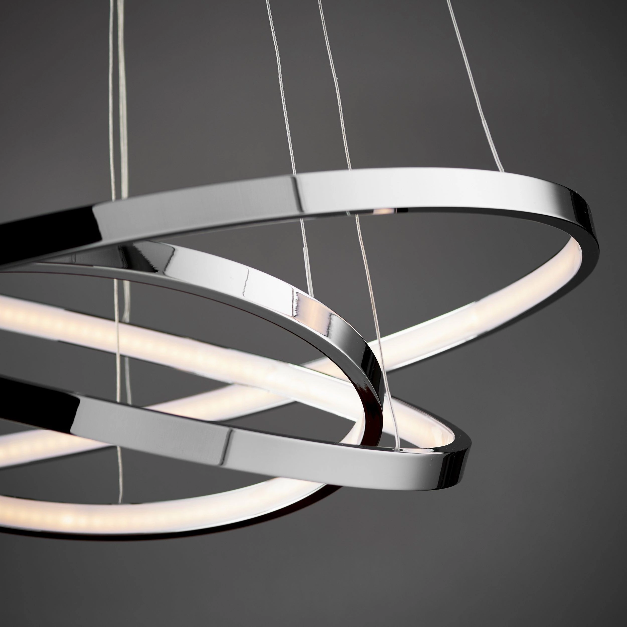 Endon Kline 3 Ring LED Chrome & Frosted Acrylic Ceiling Pendant