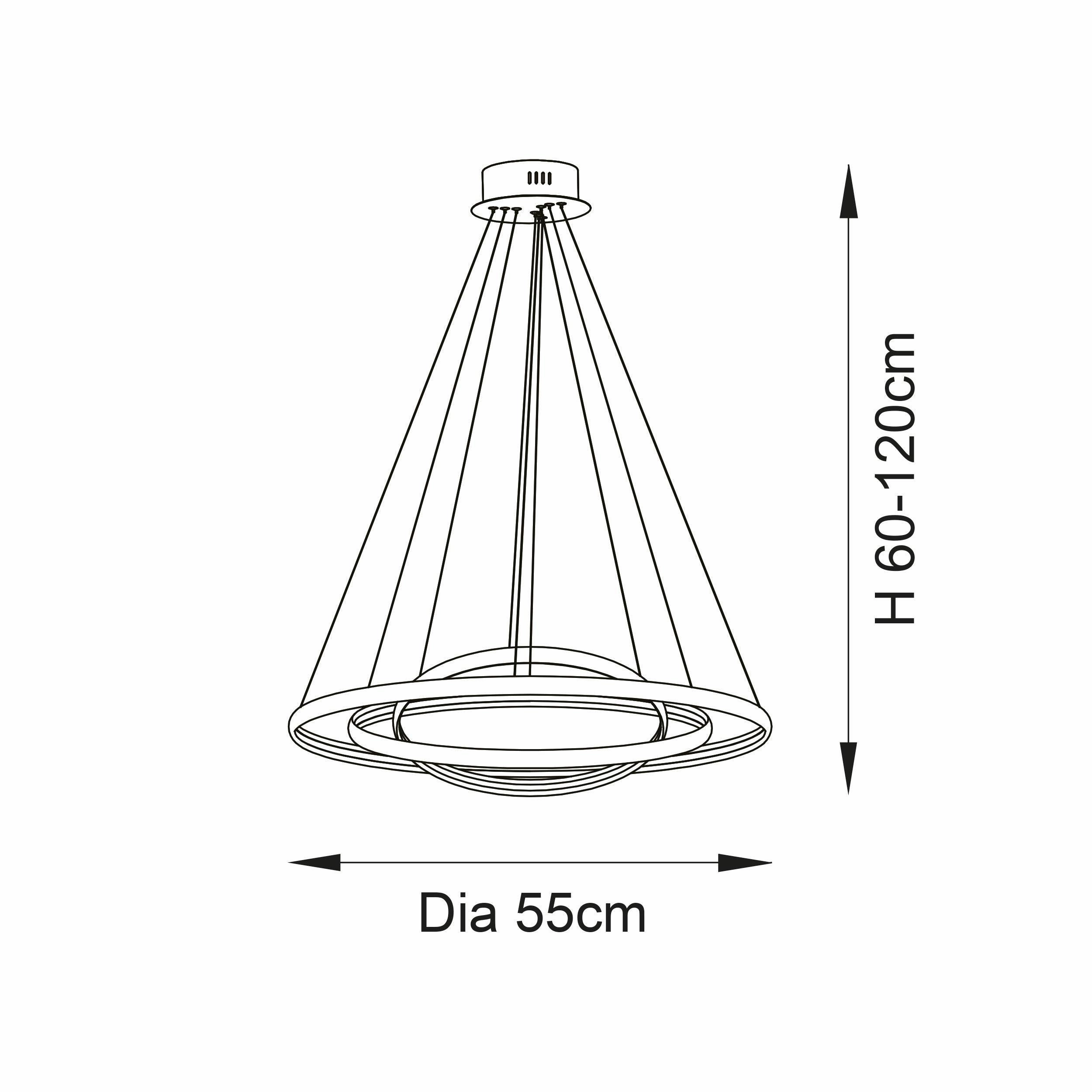 Endon Kline 3 Ring LED Chrome & Frosted Acrylic Ceiling Pendant