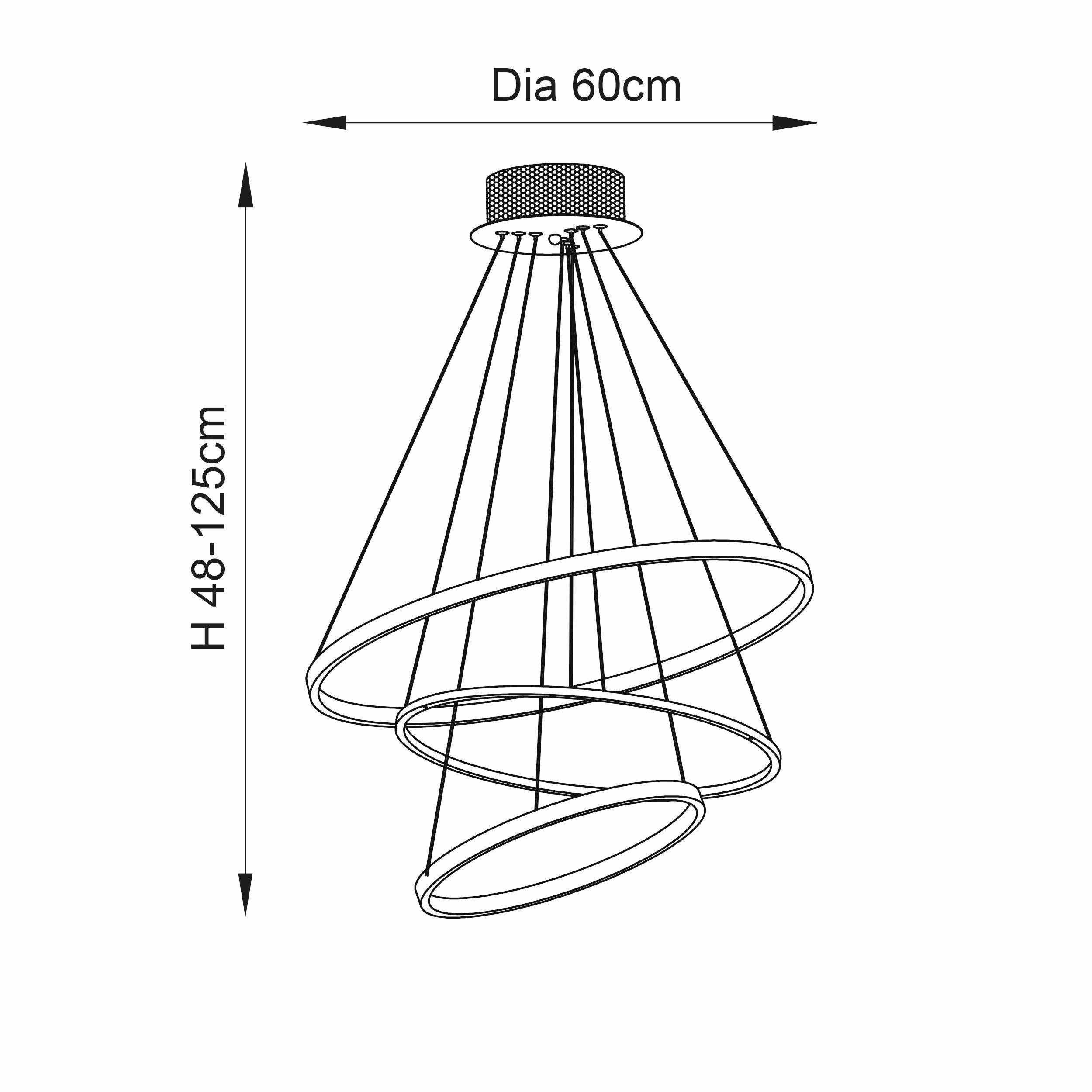 Endon Kline 3 Ring LED Chrome & Frosted Acrylic Ceiling Pendant