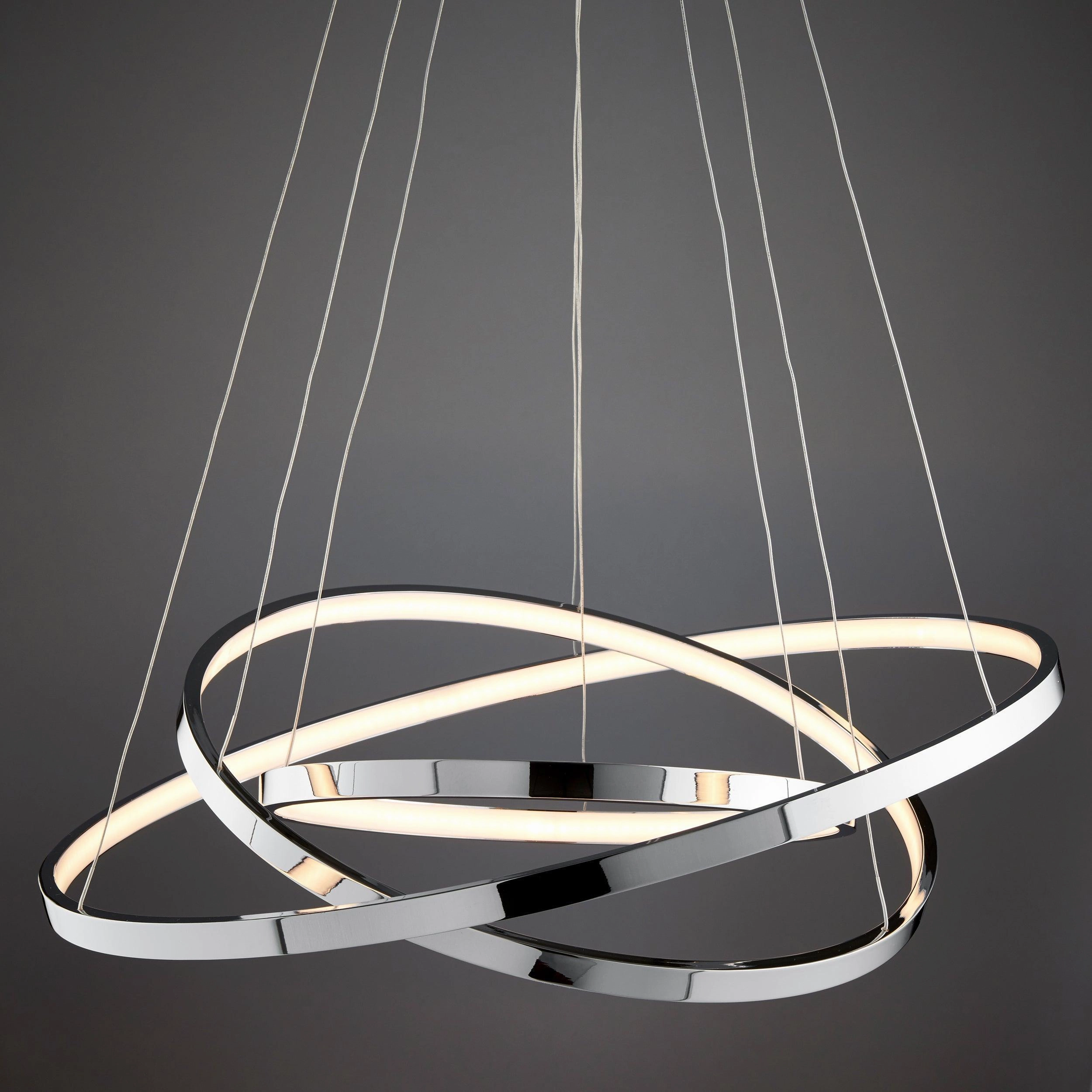 Endon Kline 3 Ring LED Chrome & Frosted Acrylic Ceiling Pendant