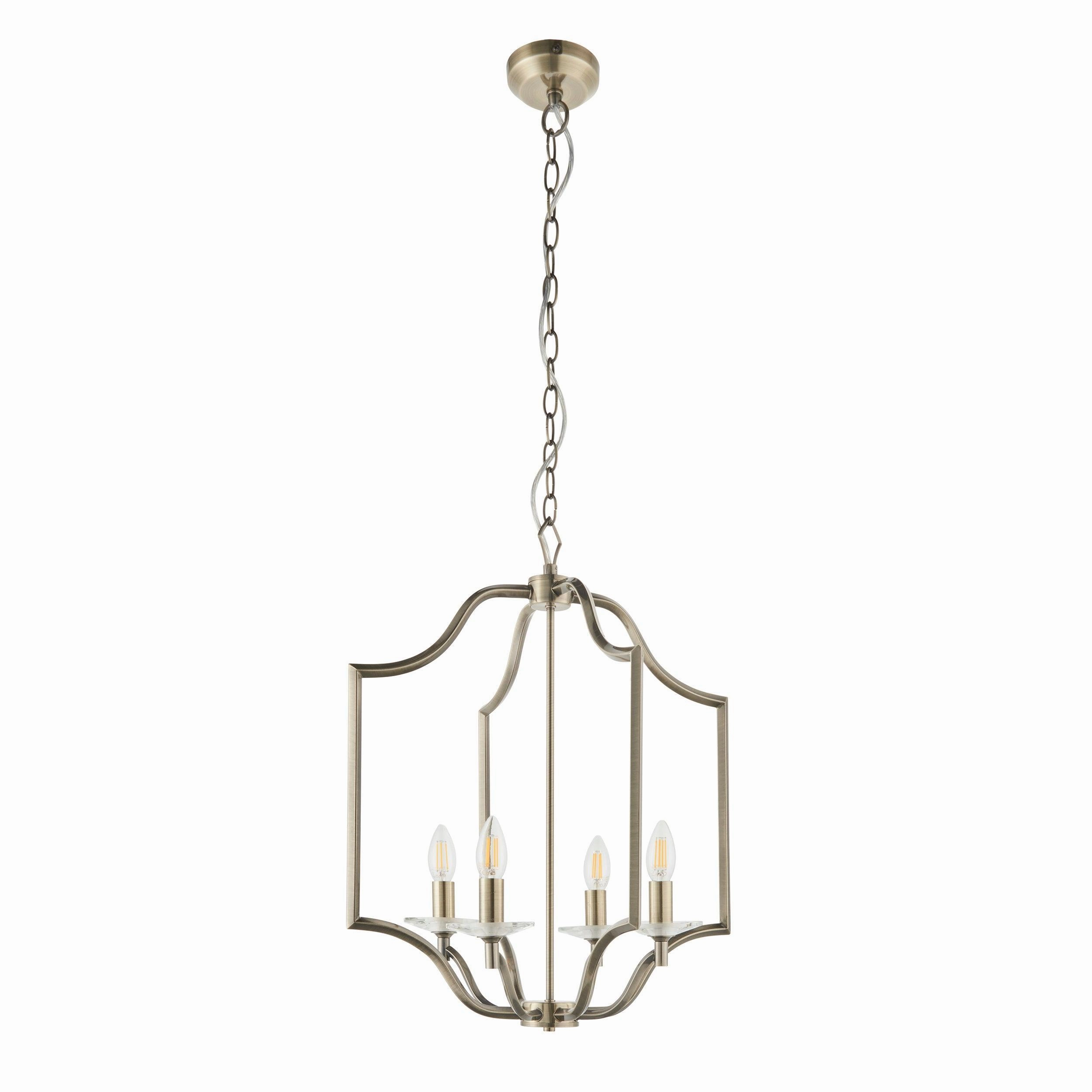 Endon Lainey 4 Light Antique Brass Ceiling Pendant