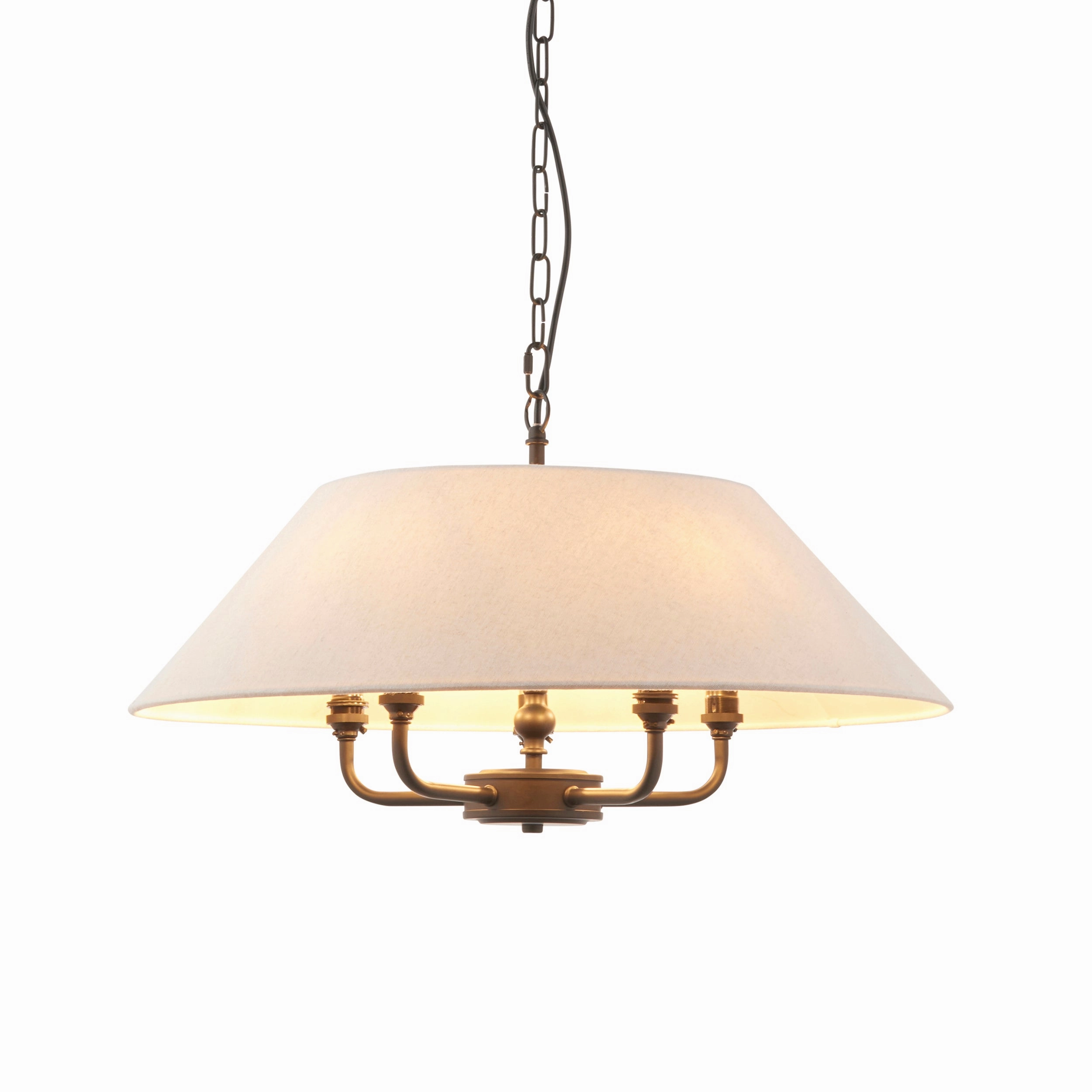 Endon Lille Antique Black 5 Light Pendant - Linen Shade
