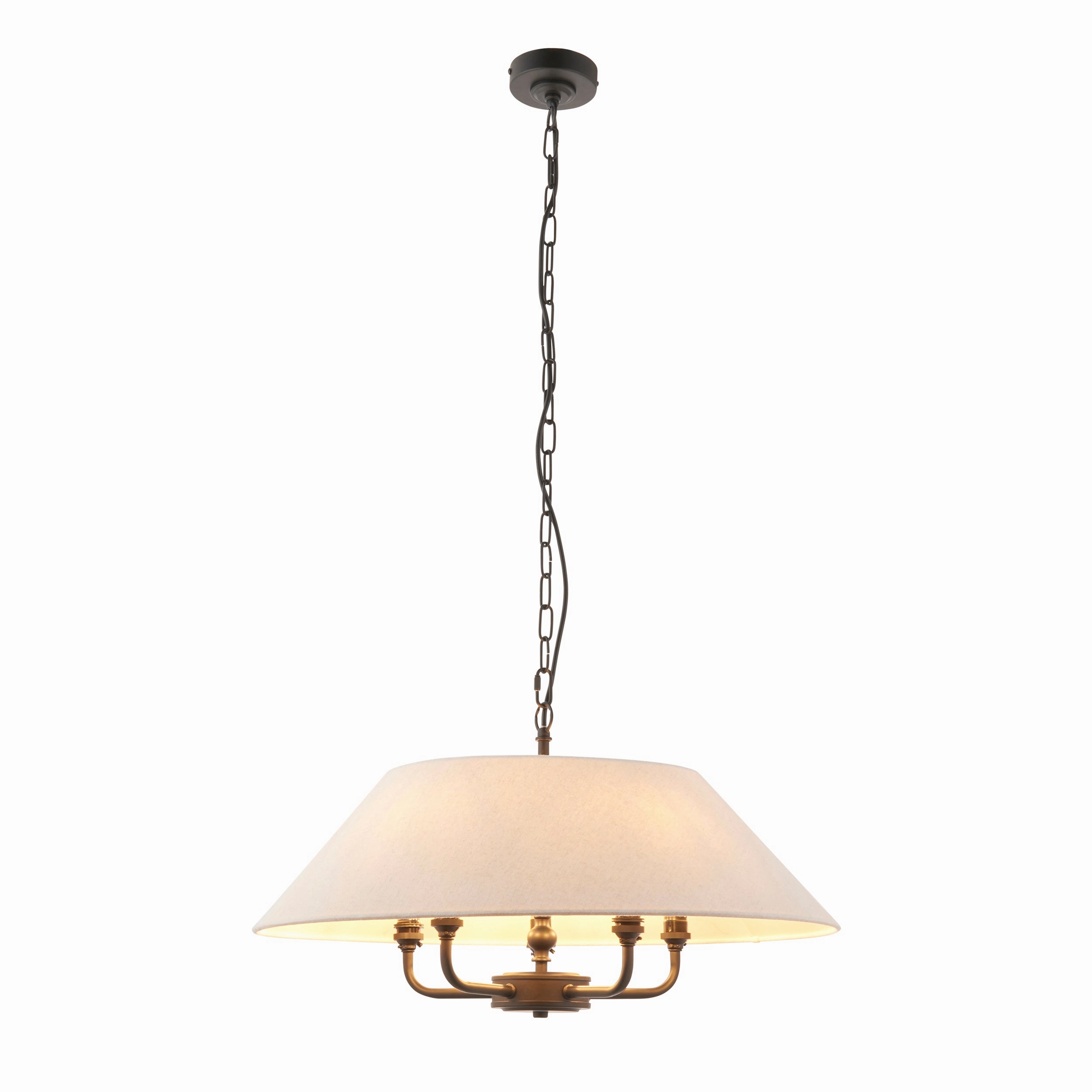 Endon Lille Antique Black 5 Light Pendant - Linen Shade