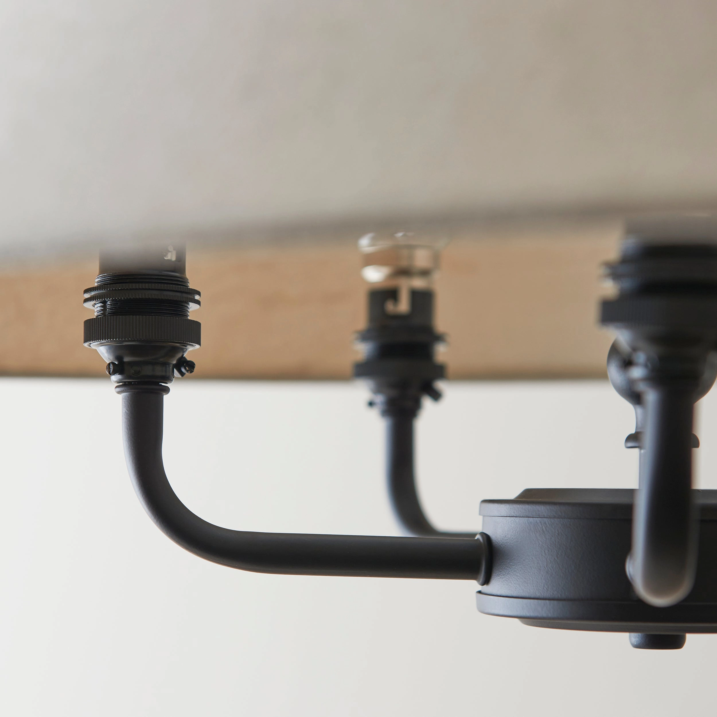 Endon Lille Antique Black 5 Light Pendant - Linen Shade