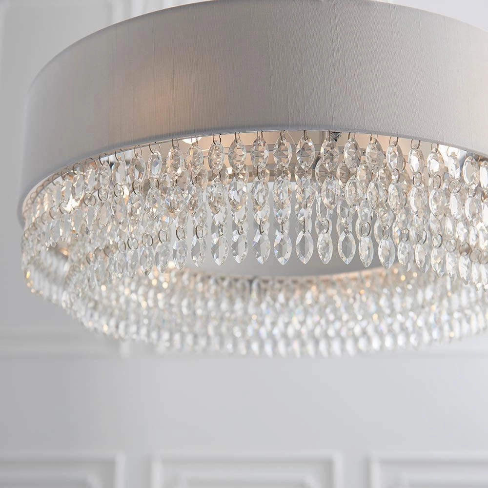 Endon Malmesbury 6 Light Silver Grey Pendant Ceiling Light